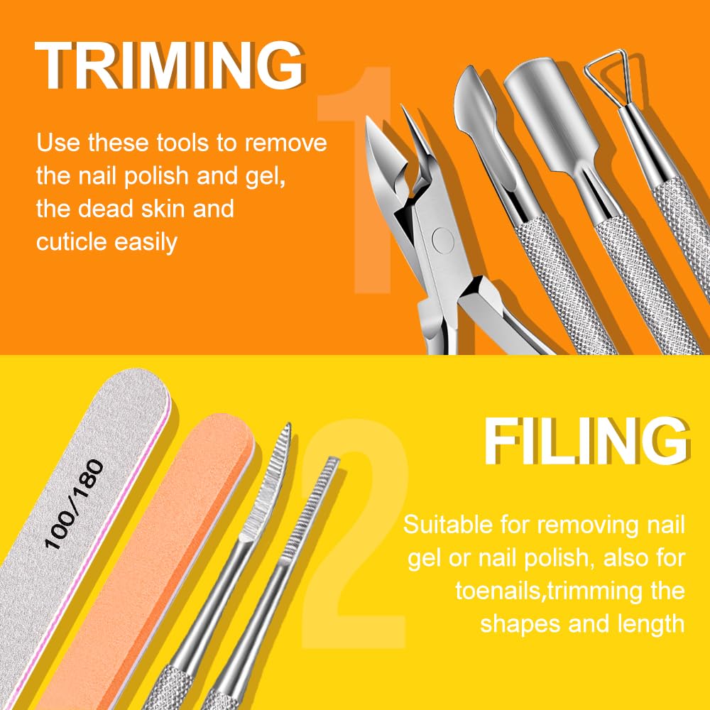 Nail File and Buffer, TsMADDTs Manicure and Pedicure Tool Kit with Files and Buffers Block Set, Polish Buffer, Cuticle Pusher, Cuticle Nipper, Peeler, File Lifters for Toenail,13pcs Nail Care Kit