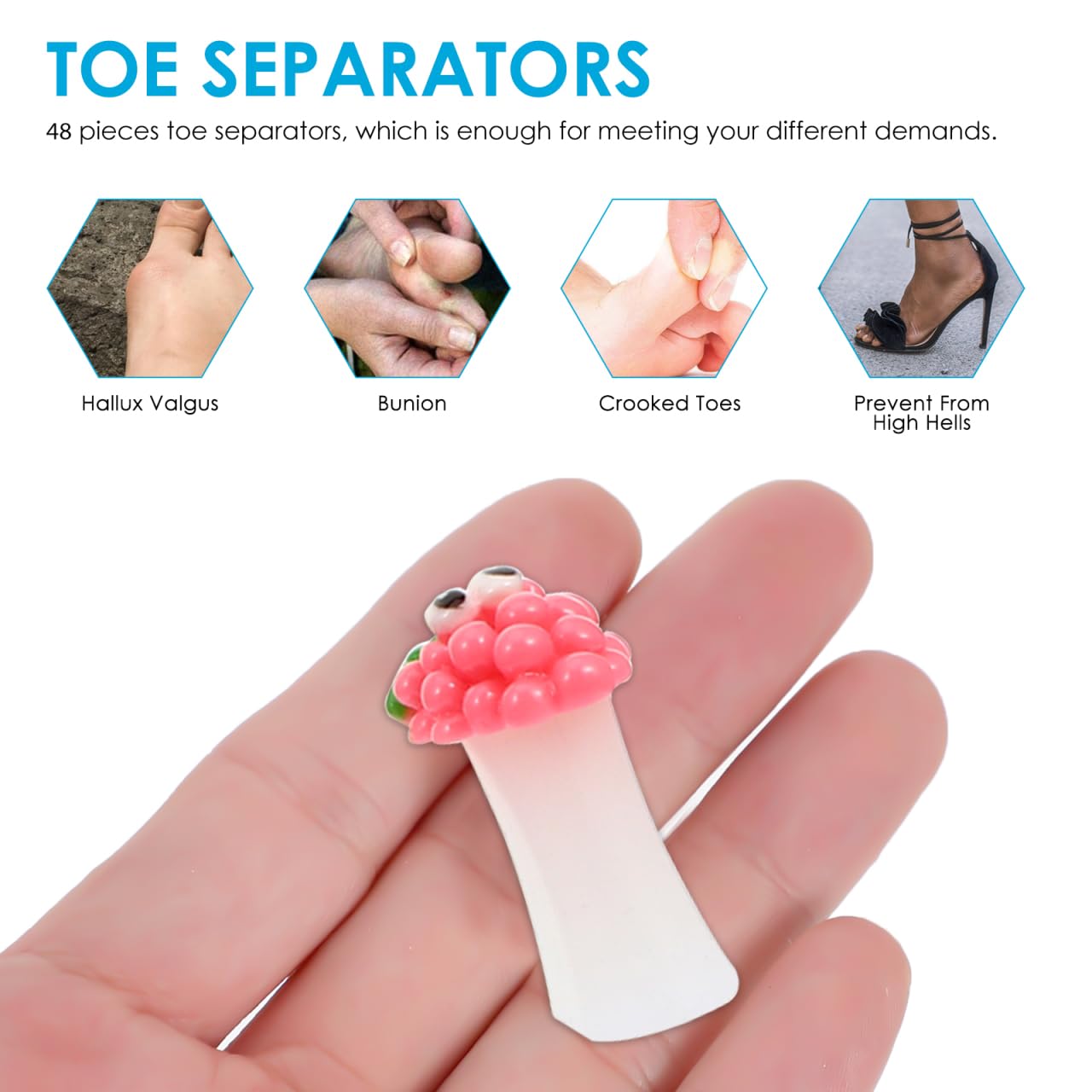 IMIKEYA 24pcs Silicone Toe Separators: Nails Art Nail Spacer Toe Nail Separators for Nails Salon Toes Dividers
