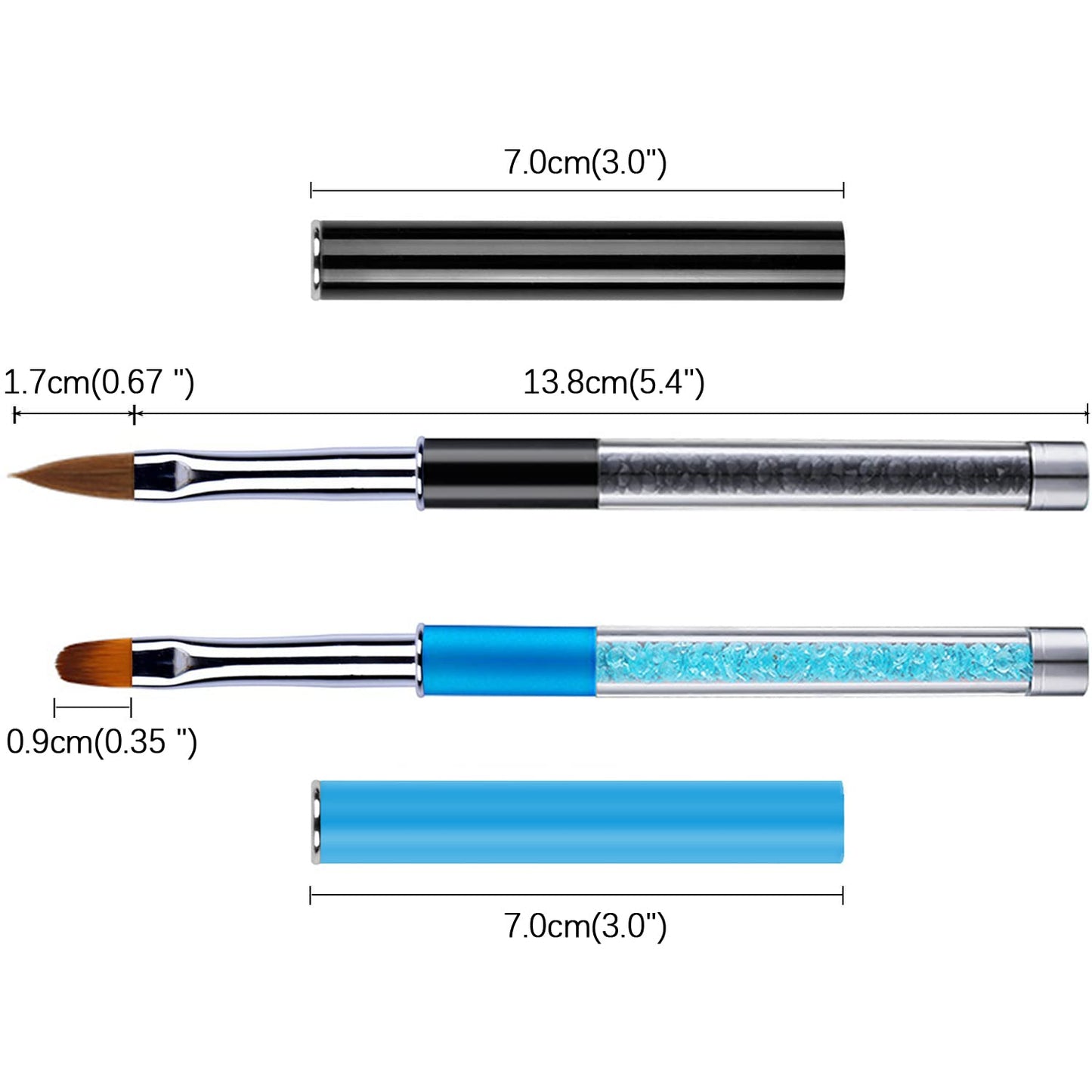 SILPECWEE 2Pcs Acrylic Nail Brush, Oval Nail Art Brushes Nail Clean Up Brushes Nail Design Tools Nail Painting Kit Manicure Remover Polish Brush