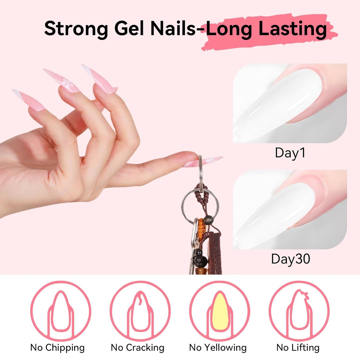Makartt Poly Nail Gel,White,50ML,Nail Extension Builder for French Manicure, Hard Gels for Nails Strengthener-Long-Lasting and Easy to Use Supplies Salon Nail Art Design Easy DIY at Home
