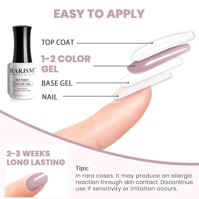 RARJSM Sheer Purple Gel Nail Polish Translucent Clear Gel Polish French Manicure Milky Natural Transparent Gel Polish Grey Purple LED UV Curing Requires Single Bottle 15ml for Home Salon Nail Art DIY