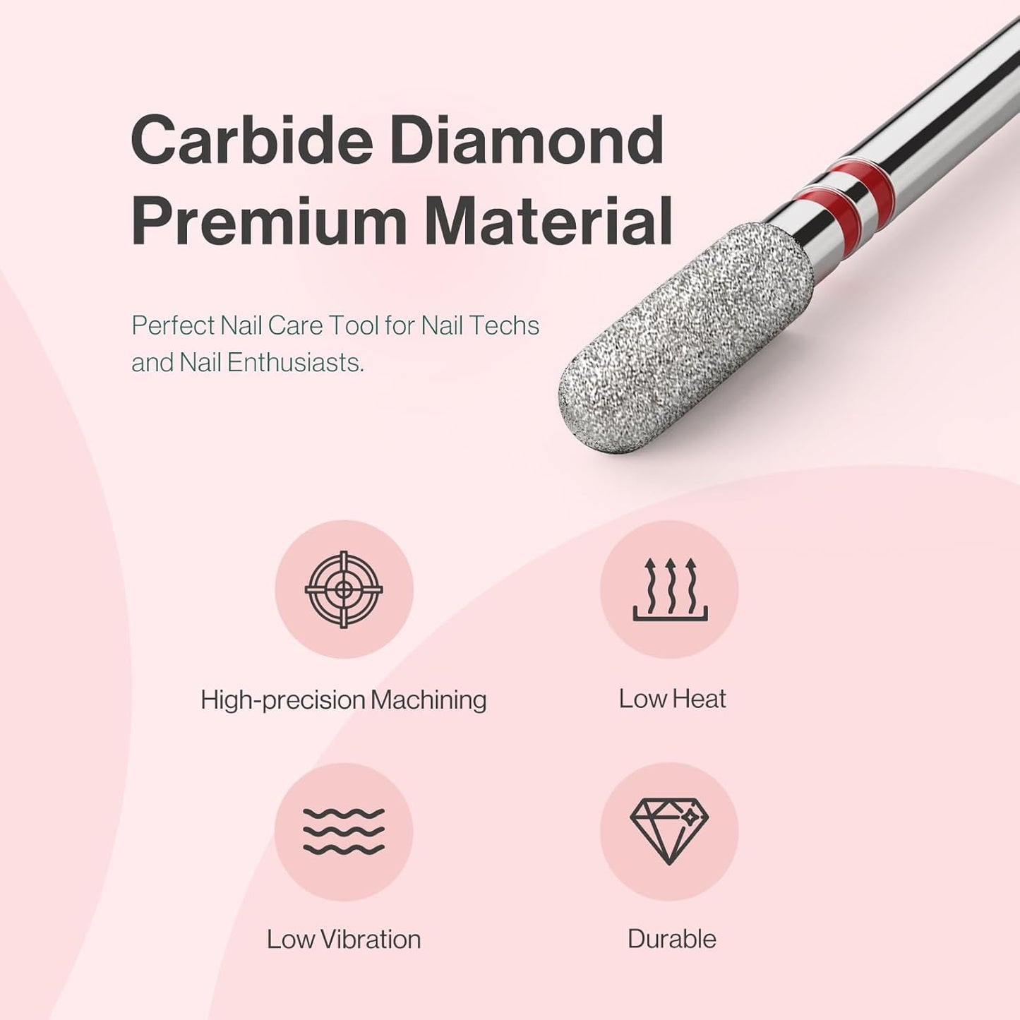 MelodySusie 3mm Rounded Top Barrel Cuticle Clean Nail Drill Bit 3/32'', Professional Safety Carbide Diamond Under Nail Cleaner for Cuticle Dead Skin Nail Prepare, Beginners Bits, Series Bit-S, Fine