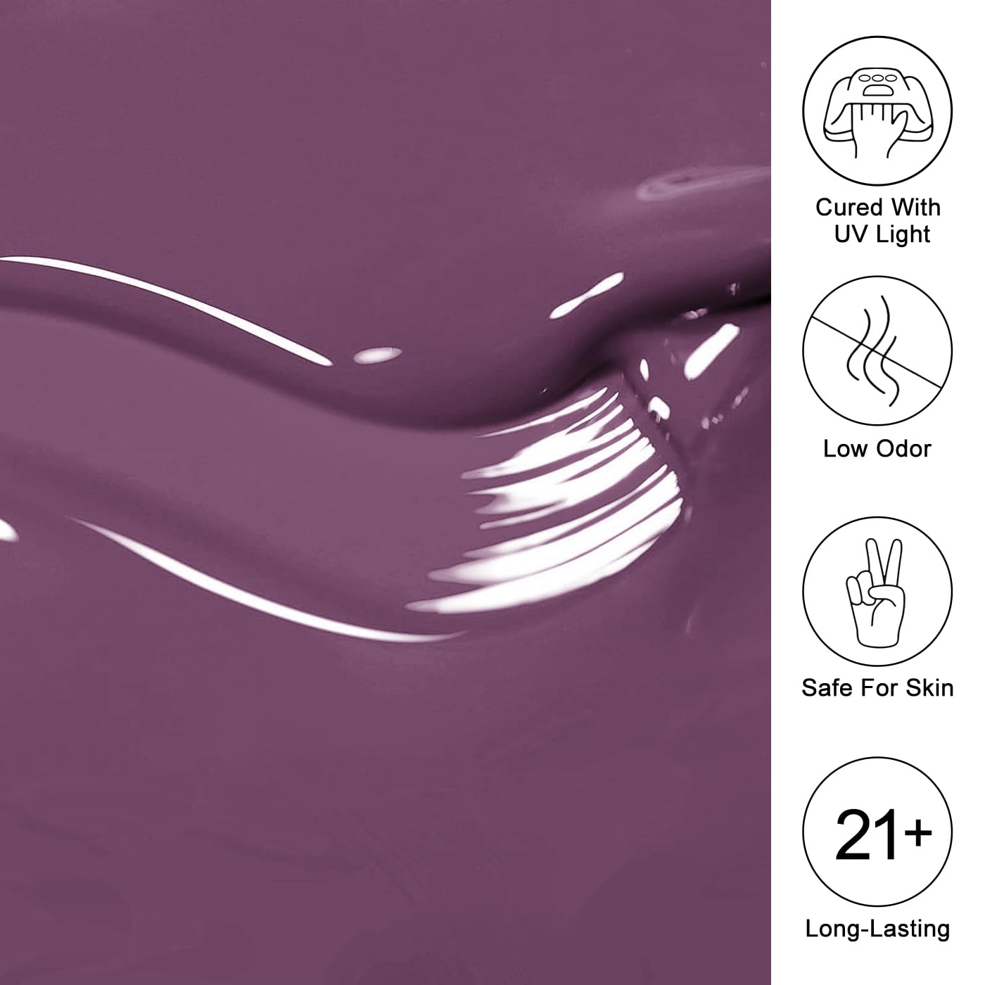 Imtiti Purple Gel Nail Polish - Rose Purple High Gloss Soak Off UV LED Nail Gel Autumn Winter DIY Design Kit 10ML