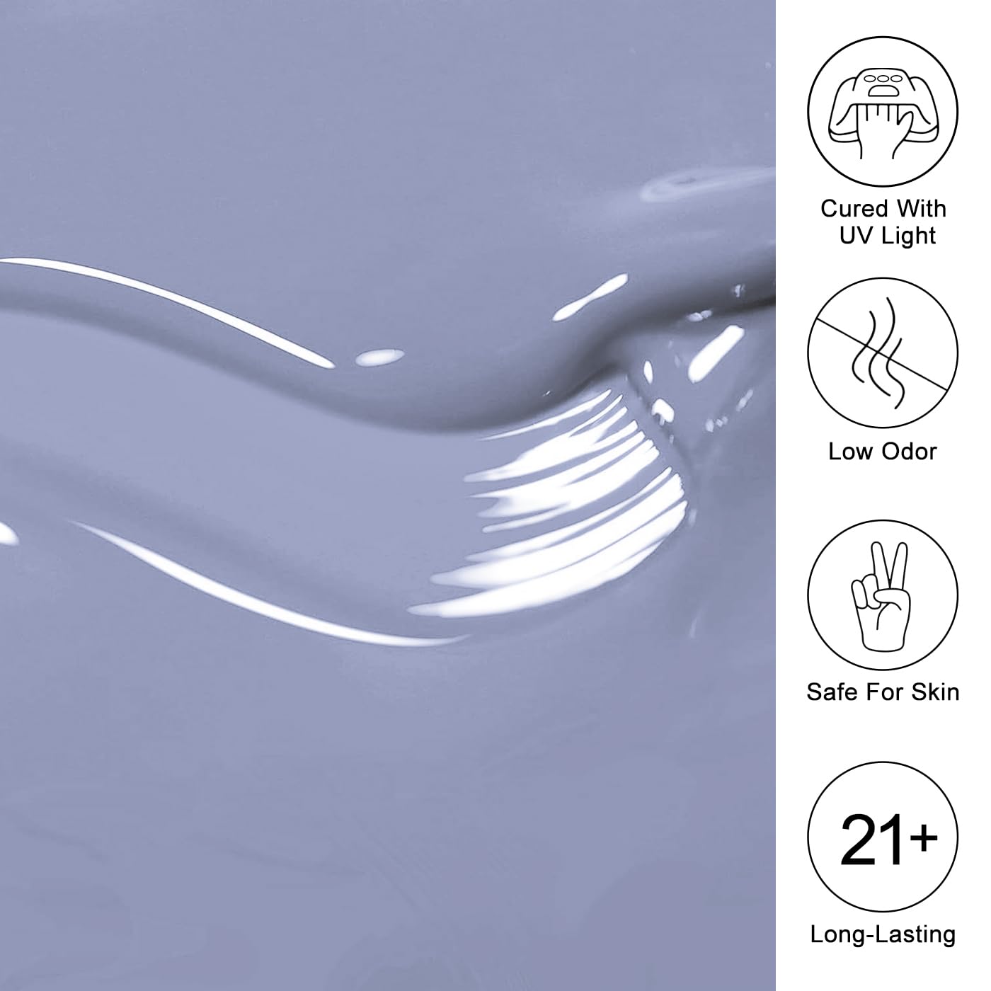 Imtiti Gray Gel Nail Polish, Gray Blue Gel Polish High Gloss Soak Off UV LED Autumn Winter Art Manicure Salon DIY Design 10ML