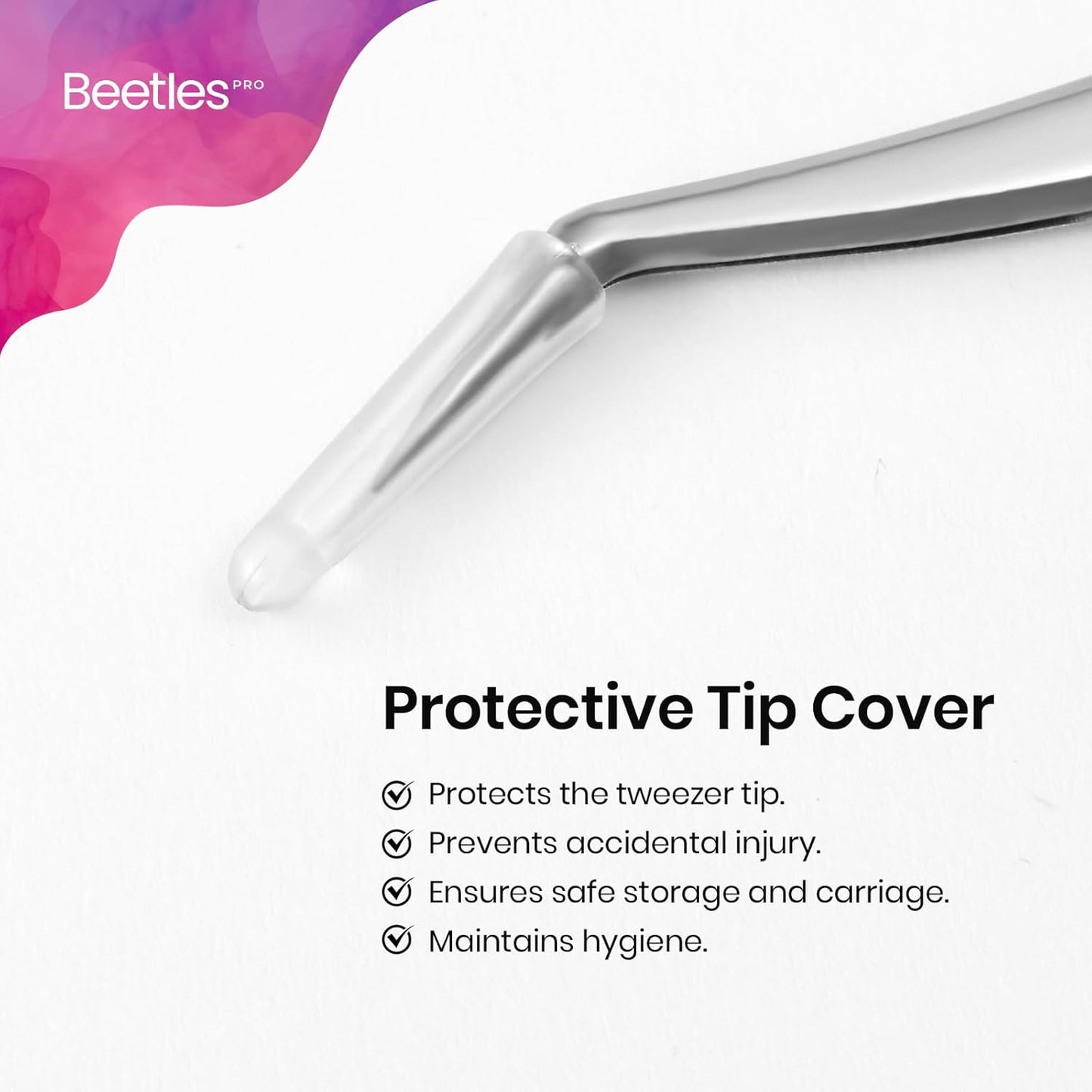 Beetles Professional Sticker Tweezers - Dual Ended Nail Art Tweezer, Curved Tip Pick Up Pearls Rhinestones, Silicone Tip Press Stickers Nail Art Tool Ultra Precision Stainless Steel Nippers