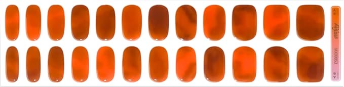 Semi Cured Gel Nail Strips - Minimalist Ombre Nail Polish Wraps, Works with Any UV Lamp - Long Lasting Easy Salon Manicure - 24pcs with 2 Prep Pads, Nail File & Cuticle Stick (Lava Gurl)