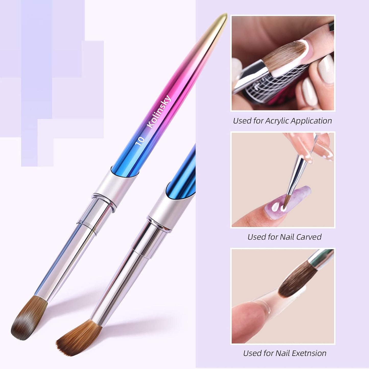 100% Kolinsky Acrylic Nail Brush Size 16,Pure Handmade Round Shape Nail Brushes For Acrylic Application,Professional Nail Art Brush Manicure for Women (#16)