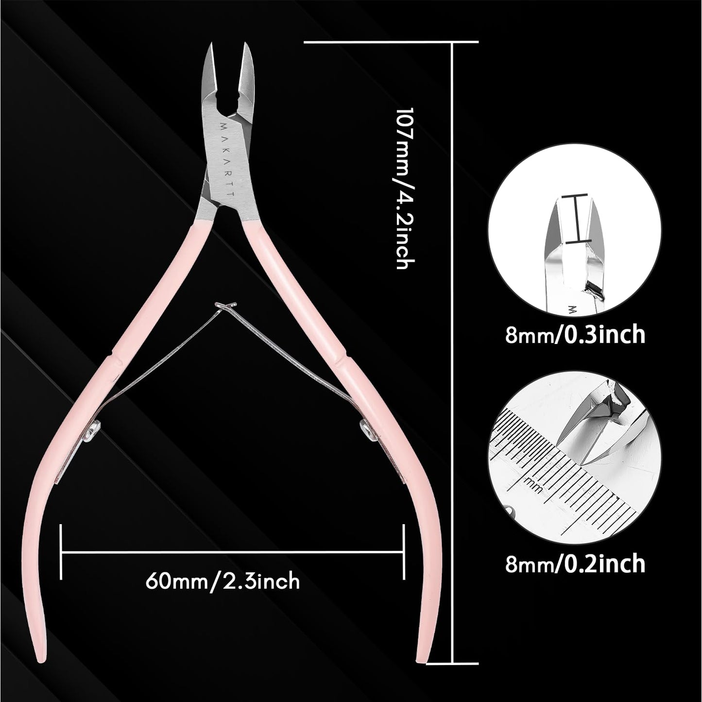 Makartt Cuticle Nippers, Pink Cuticle Trimmer Extremely Sharp Full Jaw Cuticle Remover Nail Care for Manicure Home Salon Use (Pack of 1)