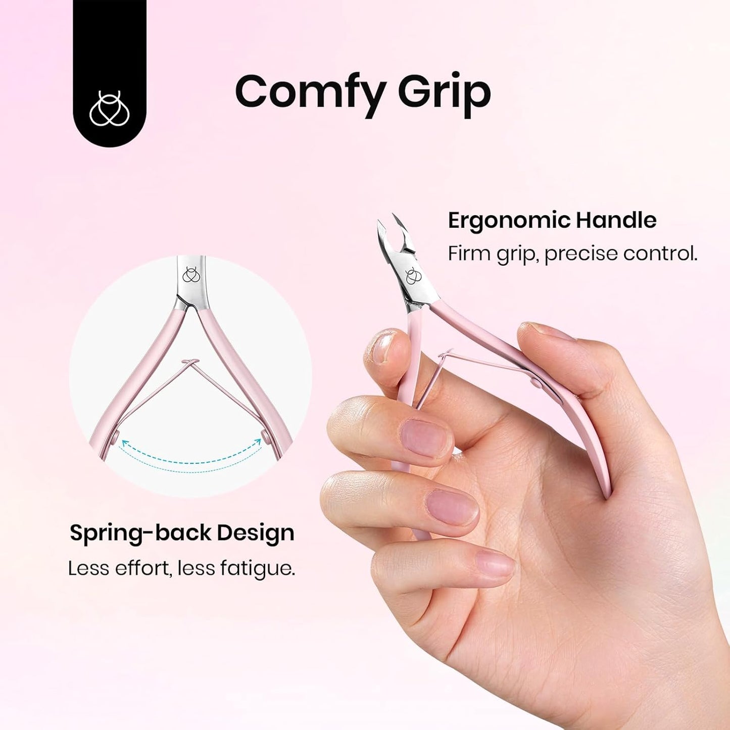 Beetles Cuticle Trimmer Nail Cuticle Nippers 0.16 Inch Fine Jaw Cuticles Cutter Stainless Steel Cuticles Remover Scissors Beginner Friendly Nail Art Tools for Manicure Care Pink