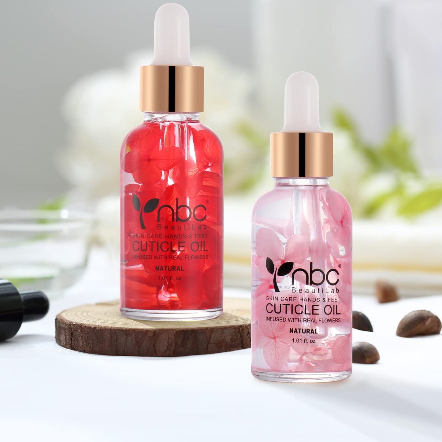 Nail Cuticle Oil, 2Pcs 30ml Rose & Strawberry Cuticle Oil Set Nail Growth Oil with Vitamin E, Jojoba Oil Natural Plant Based Cuticle Oil for Nails Smoothing, Nourishing, Moisturizing