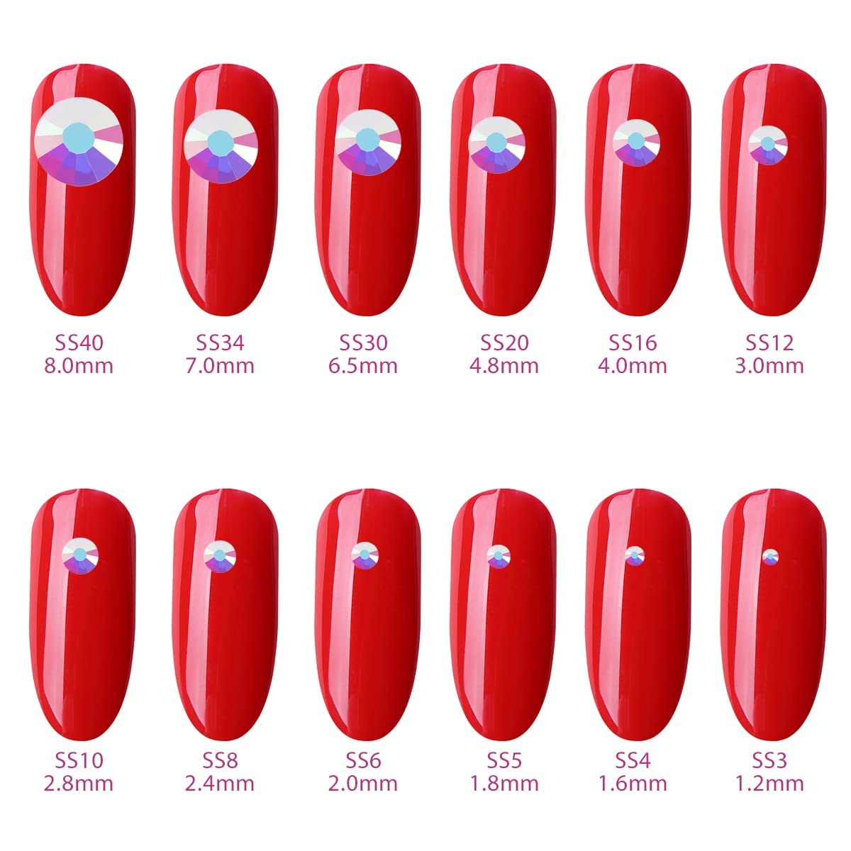 5760 Pieces Flatback Rhinestones for Nails 1.2MM Nail Rhinestones Gems Jewels Diamond Glass Mini AB Crystal Gemstones Bling Stones for Crafts Makeup Face Eyes,Transparent AB