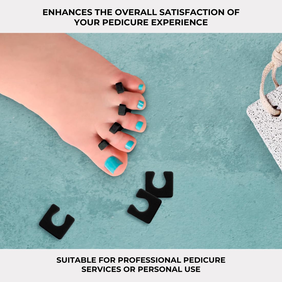 ForPro Sole Toe Separators - Black Luxurious Foam Separators - Individual Toe Separators for Pedicures – 144-Count