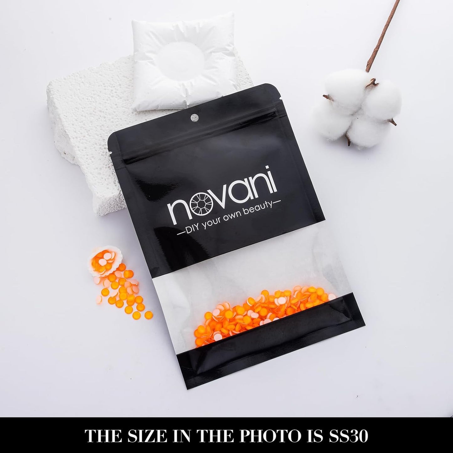 Novani 576 Pieces Flatback Rhinestones Glass Round Gems Neon-Orange Crystals for Nail Art DIY Crafts Clothes Shoes,SS30,6.4-6.6mm