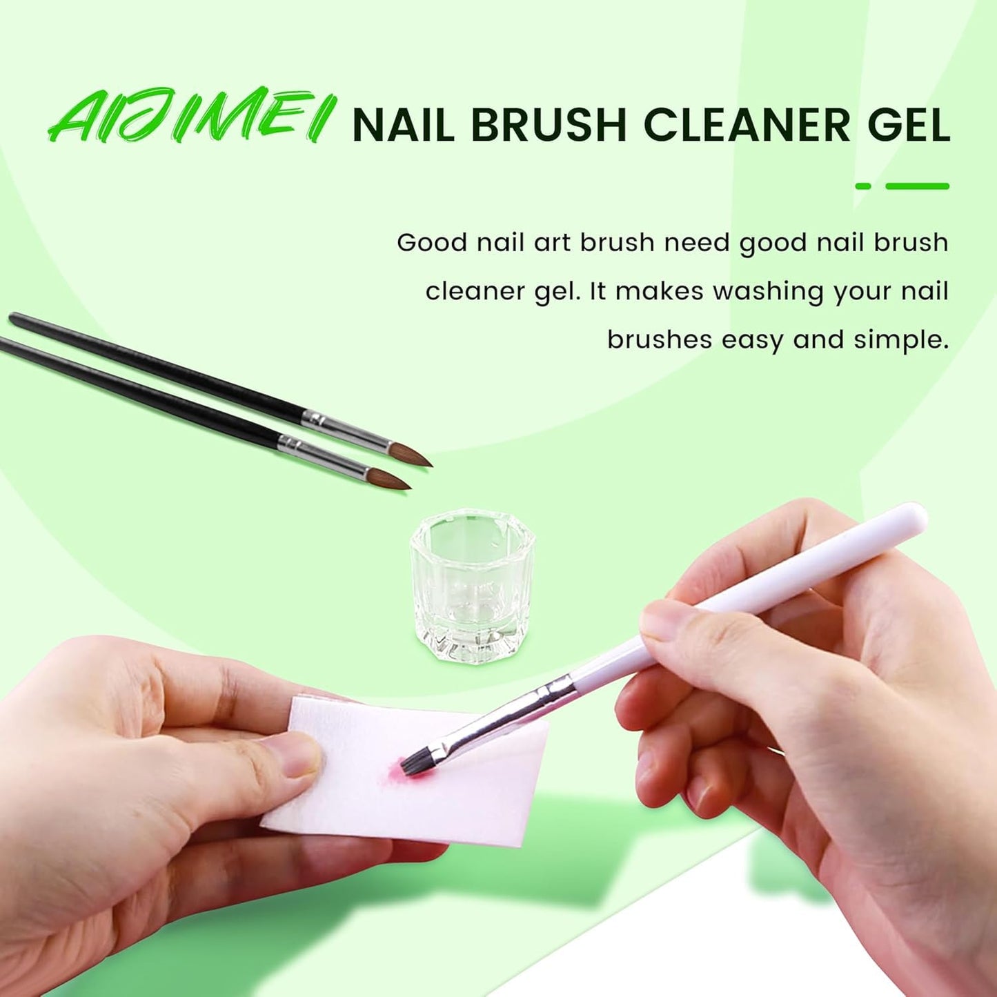AIJIMEI Uv&Led Gel Cleanser Slip Solution for Poly Nail Gel 120ml & Nail Brush Cleaning Solution for Fast Cleaning Acrylic Nail Brush Cleaner Nail Art Paint Brushes Cleaner