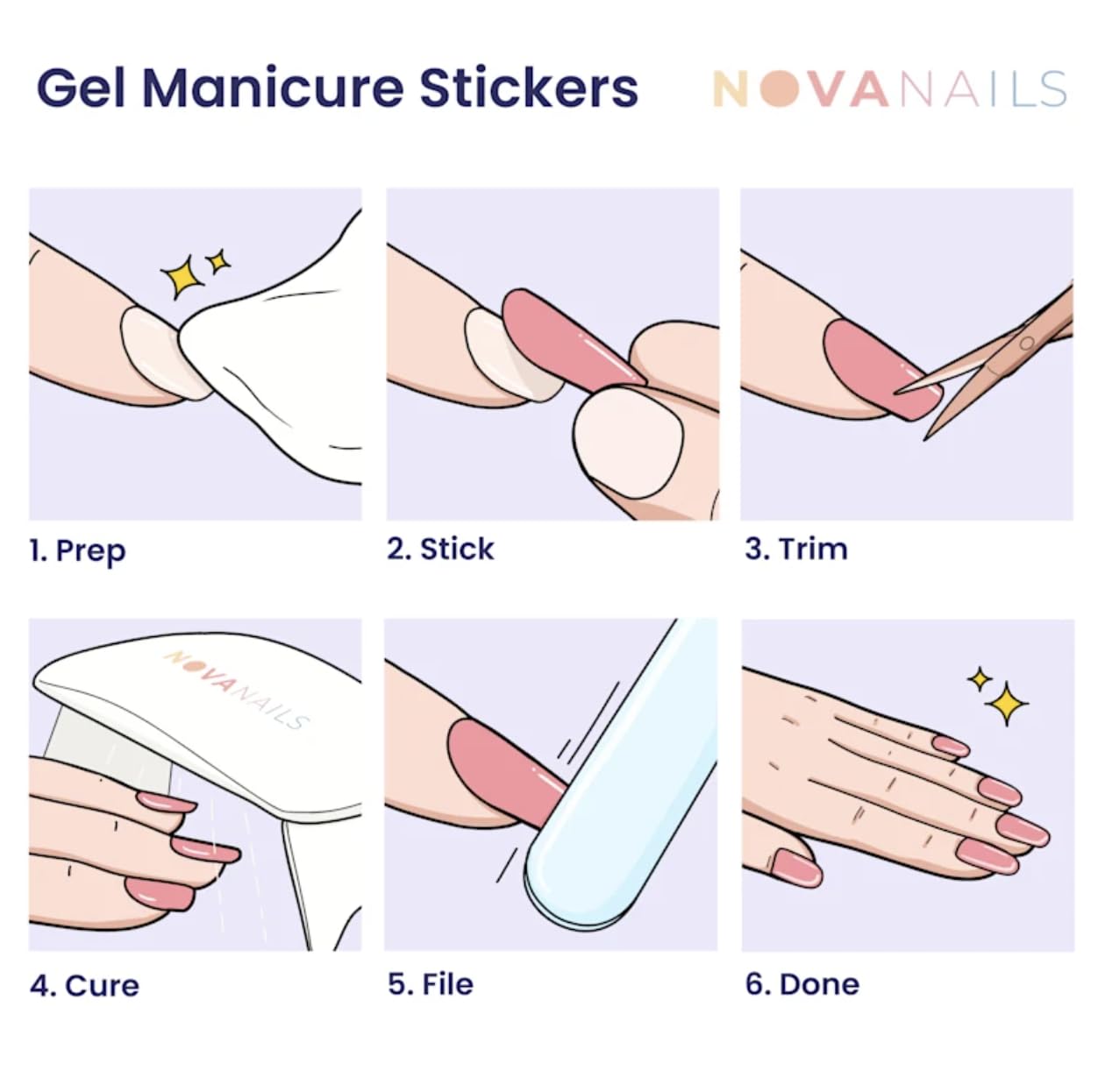 NOVA, Female Founded, Semi Cured Gel Nail Strips (Black Matter) - The 10 Minute Manicure. Salon-Quality, Works with Any Nail Lamp, Easy to Apply & Remove - Incl. Nail File & Stick (Black Matter)