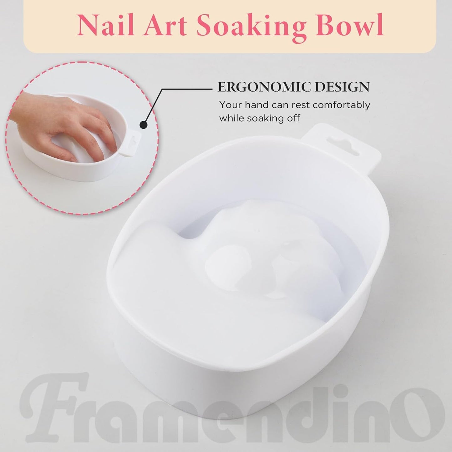 Framendino, 2 Pack White Nail Soak Tray Manicure Bowl Soaker Bowls