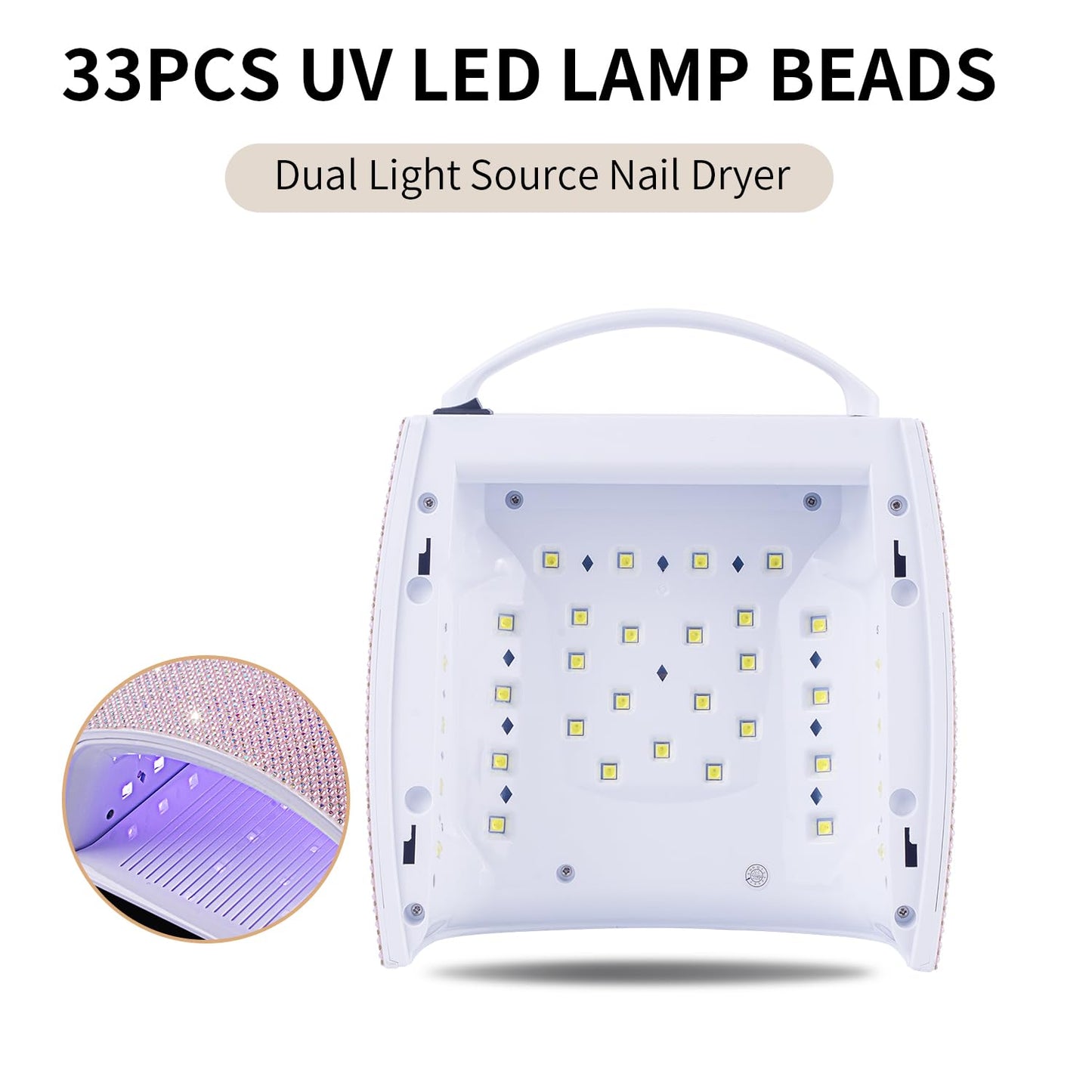 48W Cordless UV LED Nail Lamp,Rechargeable Gel Nail Dryer with Handle Nail Art Manicure Tools for Home and Salon (Pearl Pink Diamond)