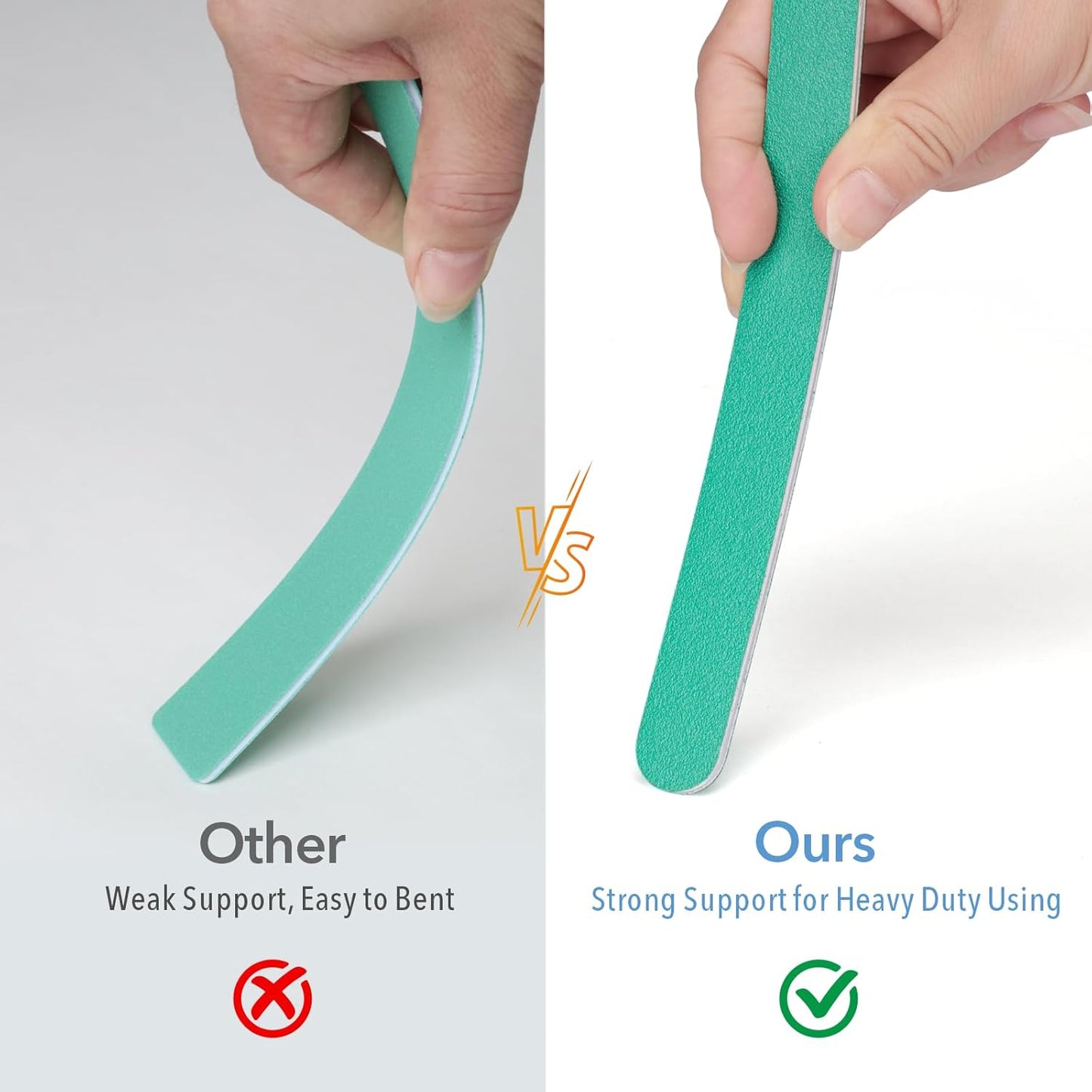Nail File, 10 PCS Fingernail Files 7" Long 80/80 Grit Emery Boards for Nails - Professional Nail Files Washable for Acrylic, Gel, Dip Powder, and Poly Gel Nail - Coarse Rough Grit