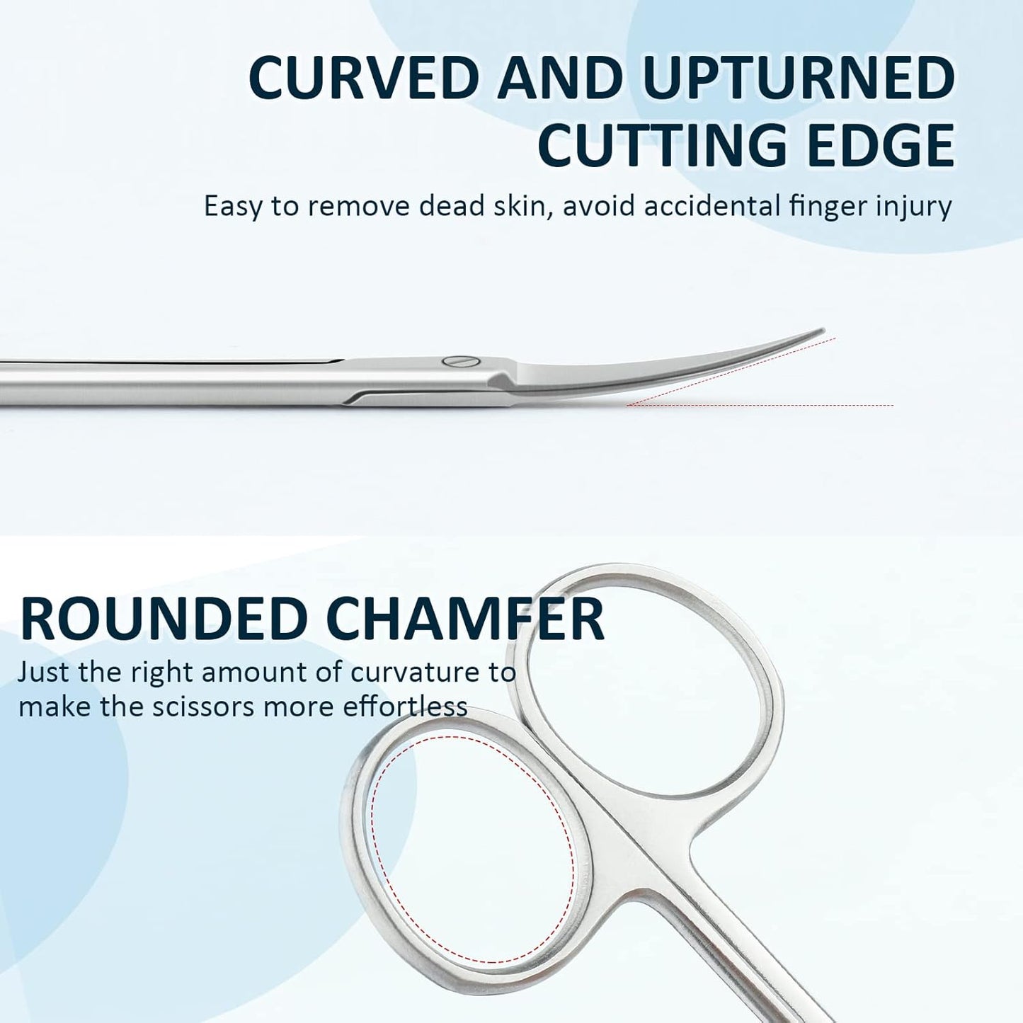 Qunzhao Cuticle Scissors for Women and Men Curved Stainless Steel with Tip Grooming Blades Manicure Nail for Dry Skin Nail Scissors (2)