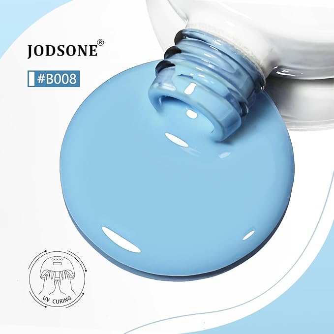 JODSONE Medium Blue Gel Nail Polish 10ml LED Gel Polish Baby Blue Nail Color Professional Salon Finish Long-Lasting Low Odor Need U V Lamp Curing