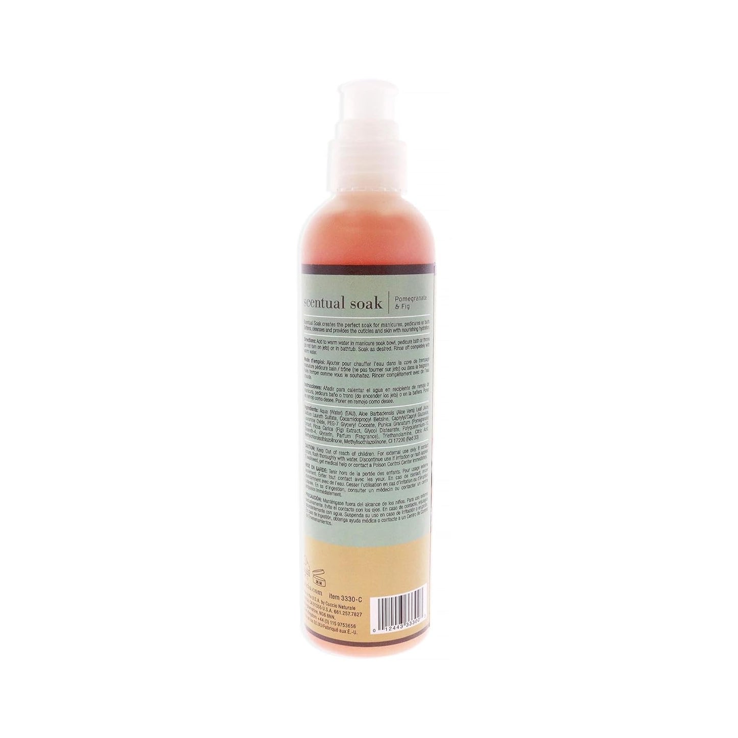 Cuccio Naturale Scentual Soak - Creamy, Liquid Wash for Mani-Pedi - No Parabens - Soften, Cleanse and Hydrate Skin - Anti-Aging Solution - Use On Hands, Body and Feet - Pomegranate and Fig - 8 Oz
