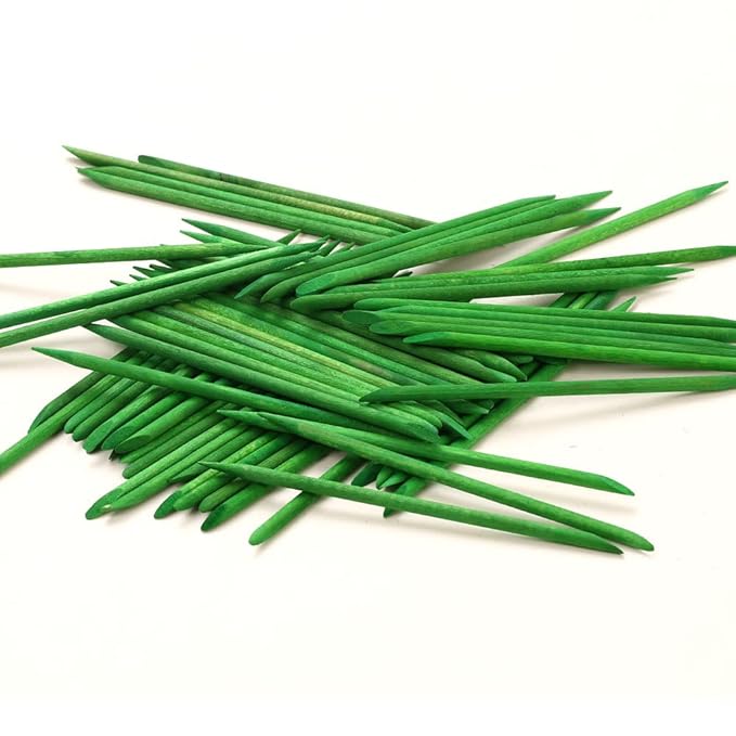 100 Pcs Orange Wood Nail Sticks Double Sided Multi Functional Cuticle Pusher Manicure Pedicure Tool for Manicure Pedicure Green