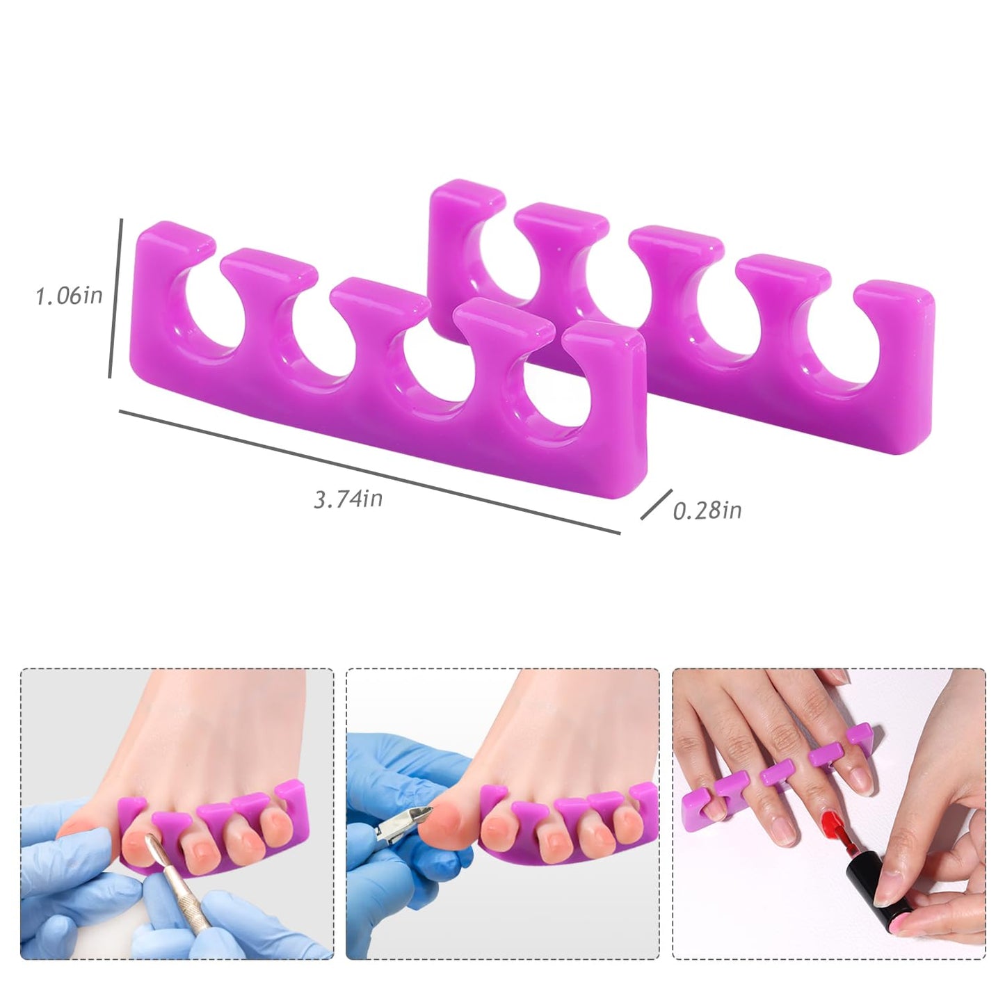 Toe Separators for Women, 2 Pairs Soft Silicone Pedicure Toe Separators Toe Dividers for Nail Polish Washable Spacers Manicure Tools Salon Supplies separadores de dedos de los pies