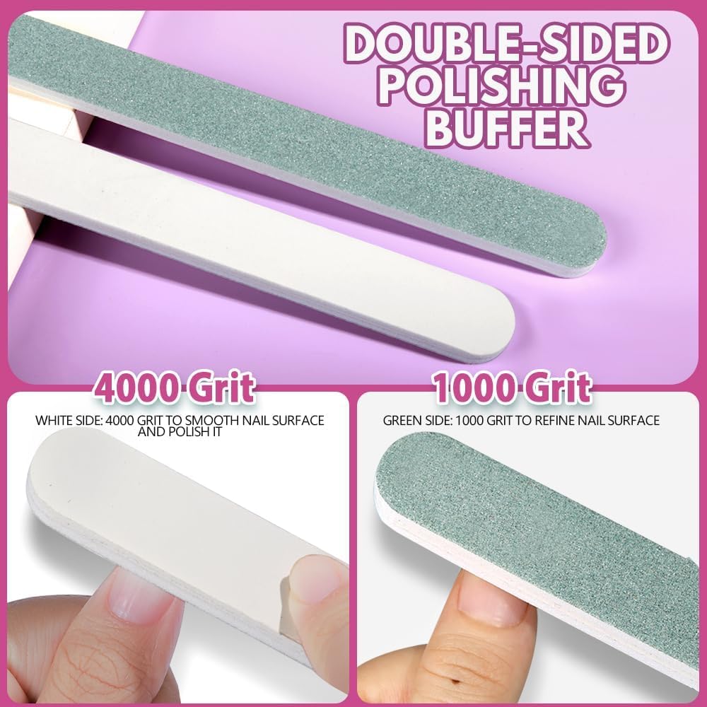 18PCS Nail Files and Buffers Set, Professional Manicure Tools Kit, Nail Buffer Block & 100/180 Grit Nail File, 7 Way Nail File & Double Side Nail Polishing Buffer, Nail Files Emery Board and Brush