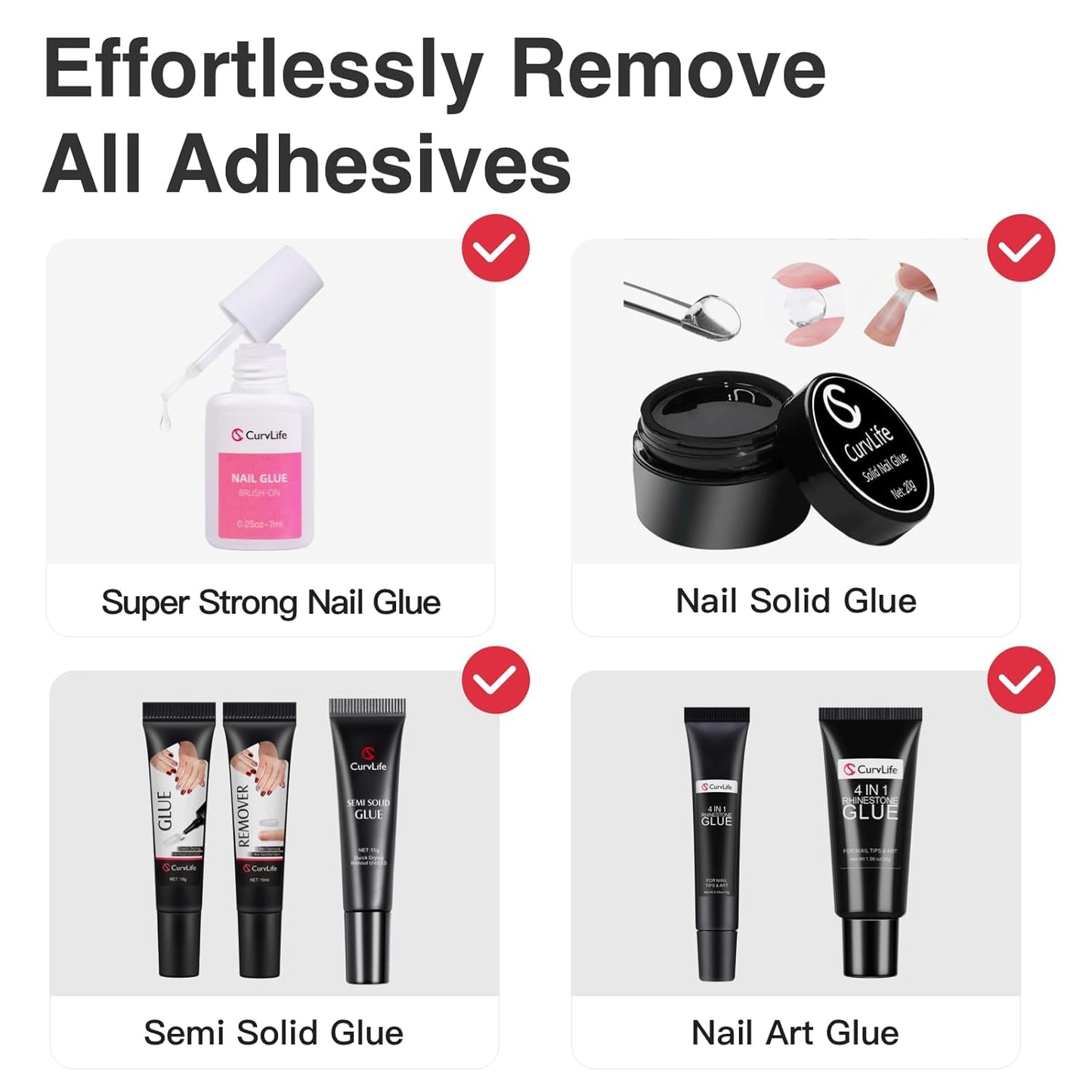 Curvlife 20ml(2pcs)Pinpoint Nail Glue Remover for Press on, Multi-Functional Remover for Nails Tips, Non-Acetone Nail Polish Remover, Gentle Glue Remover for Gel x Nails