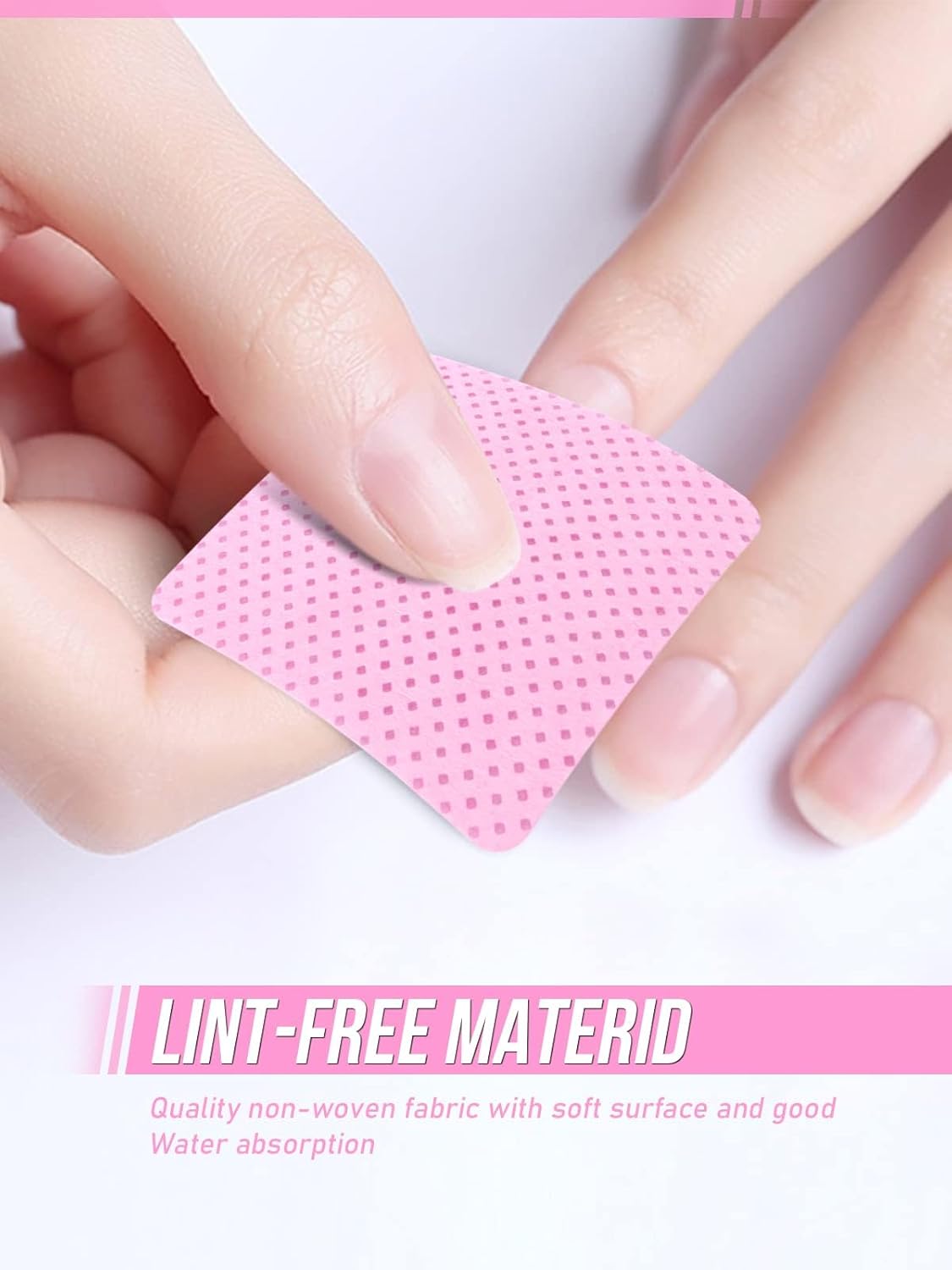 800 PCS Lint Free Nail Wipes, Eyelash Extension Glue Wipes, Lash Glue Cleaning Pads, Adhesive Wipes, Nail Polish Remover Wipes for Lash Extension Supplies (Pink)