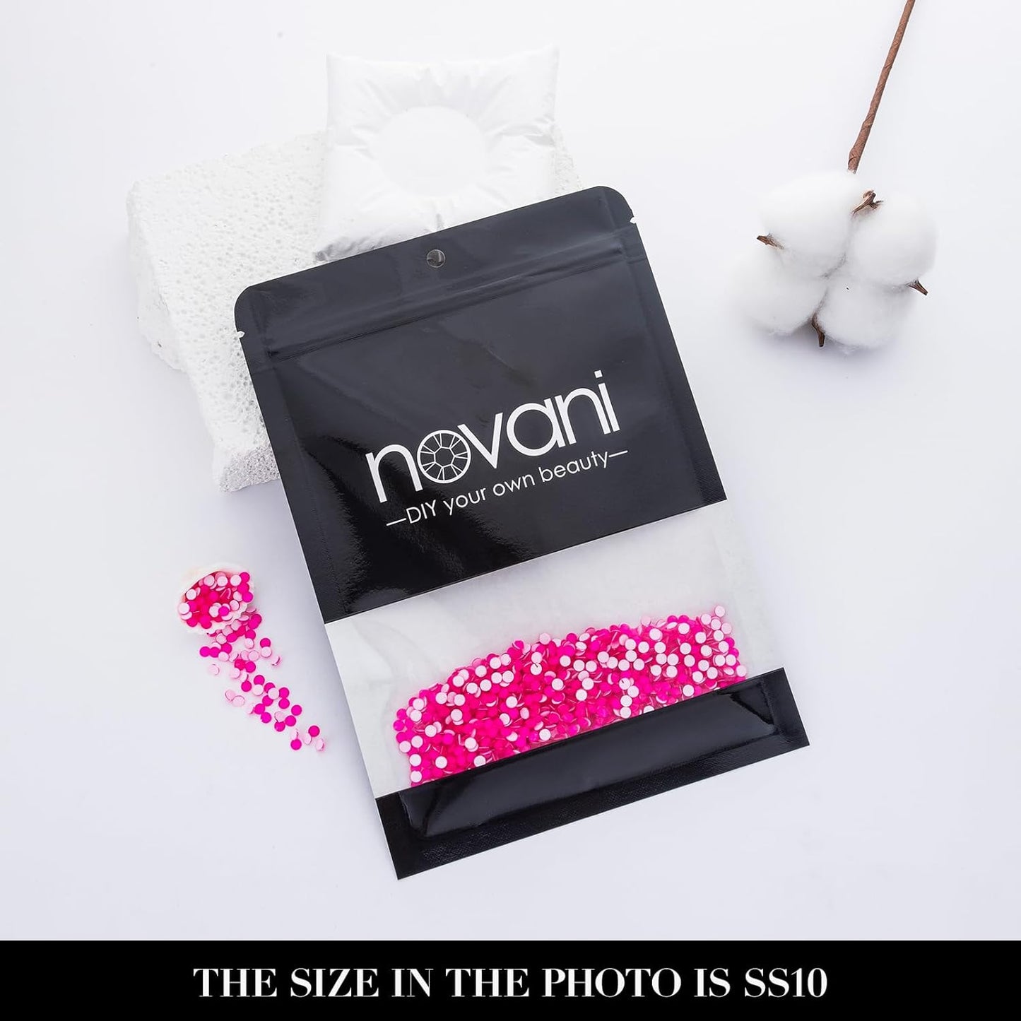 Novani 3000 Pieces Flatback Rhinestones Glass Round Gems Neon-Rose Crystals for Nail Art DIY Crafts Clothes Shoes,SS10,2.7-2.9mm