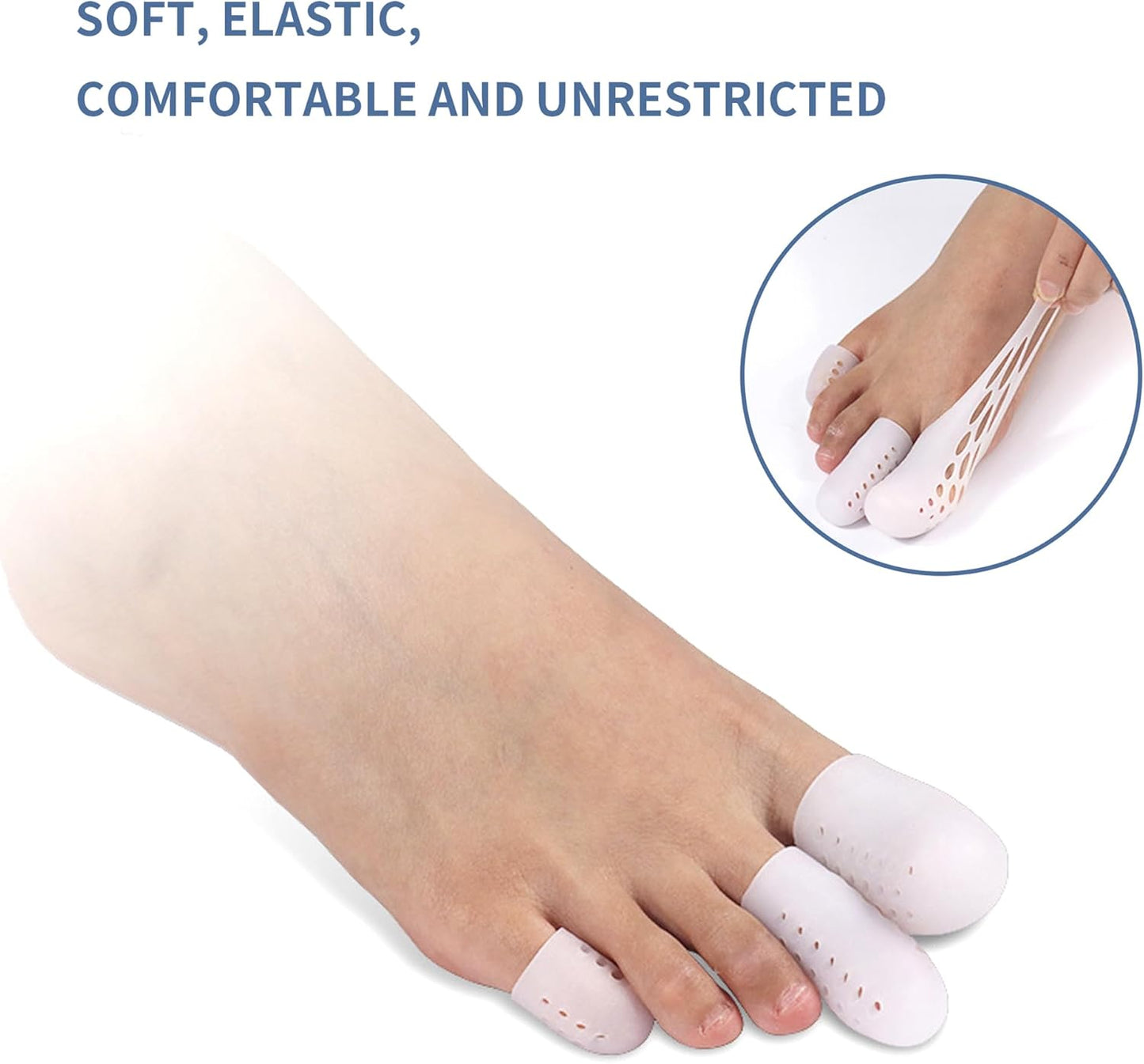 8 Pairs Big Toe Protector Gel Hammer Toe Cap Silicone Toe Cover Sleeves with Holes Breathable Toe Sleeves for Blisters Corns Ingrown Toenails Reduce Friction Calluses