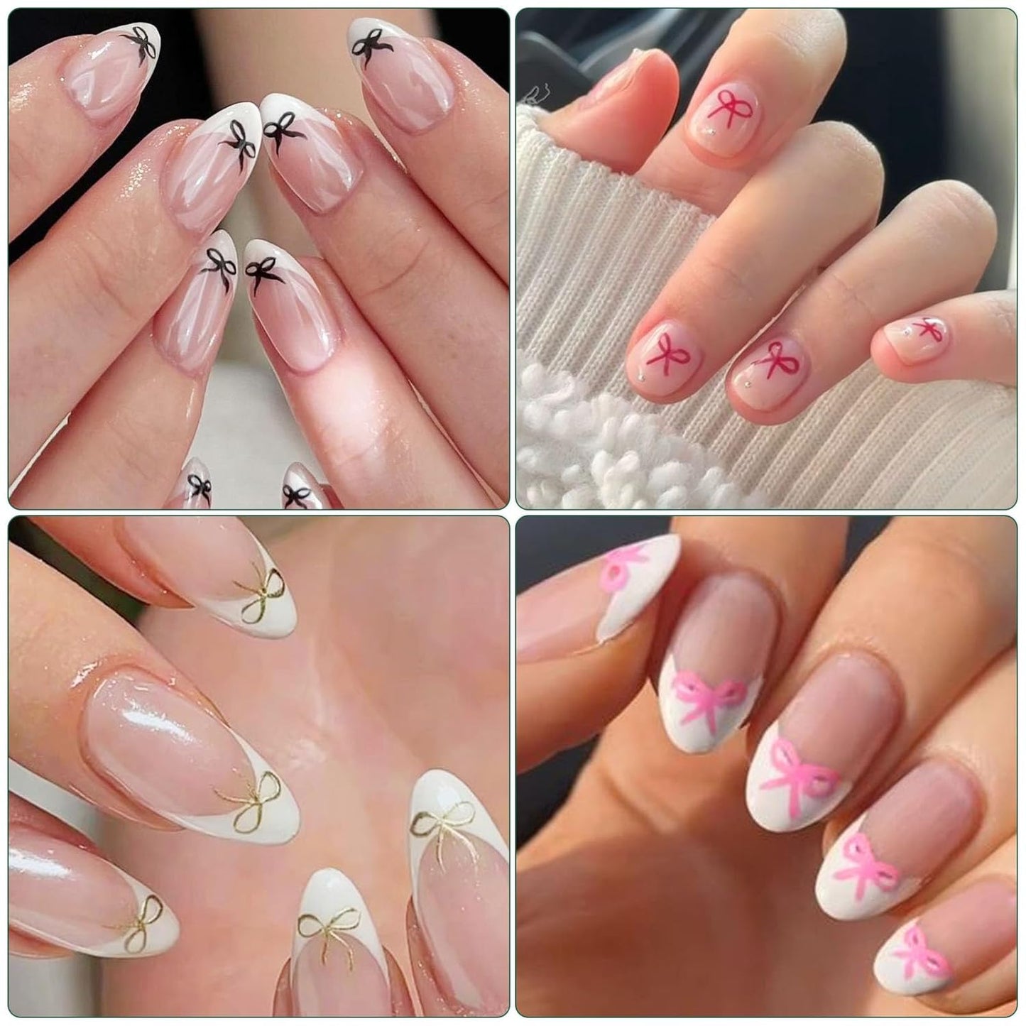 Bow Nail Art Stickers - Colorful Mini Bow Self-Adhesive Nail Decals for DIY Valentines Day Manicure (6 Sheets)