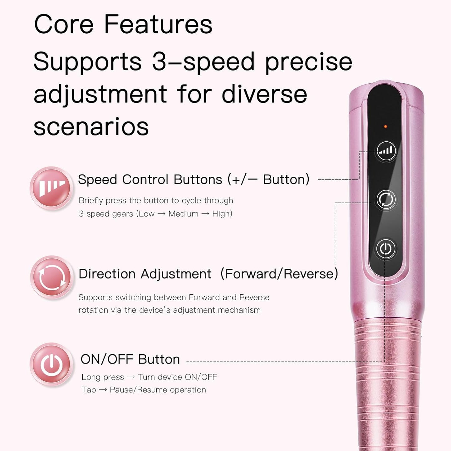 Cordless Nail Drill Kit Professional for Acrylic Gel Dip Powder Nails Portable Nail Drill Pedicure Manicure Tool Rechargeable Lightweight(Carmine)