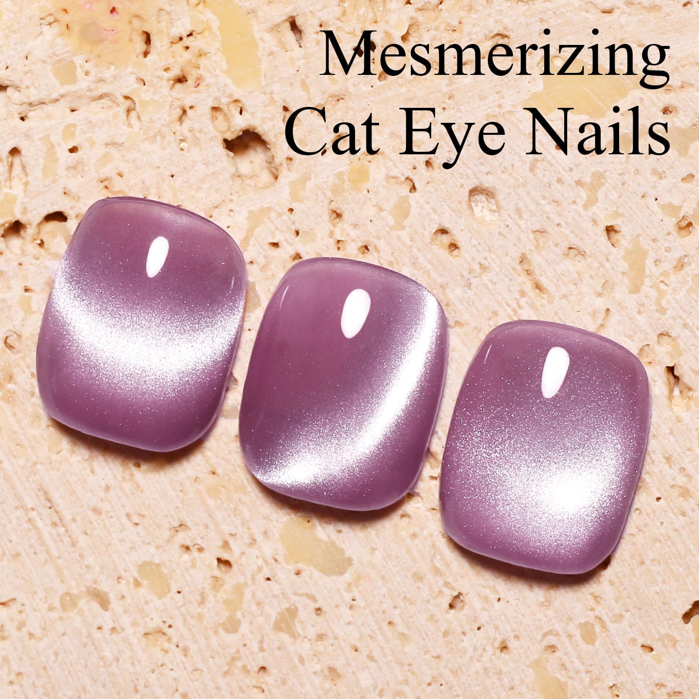 Imtiti Plum Purple Cat Eye Gel Nail Polish with Magnet, Holographic Glitter Shimmer Magnetic UV Gel Polish for Nail Art Soak off UV Led