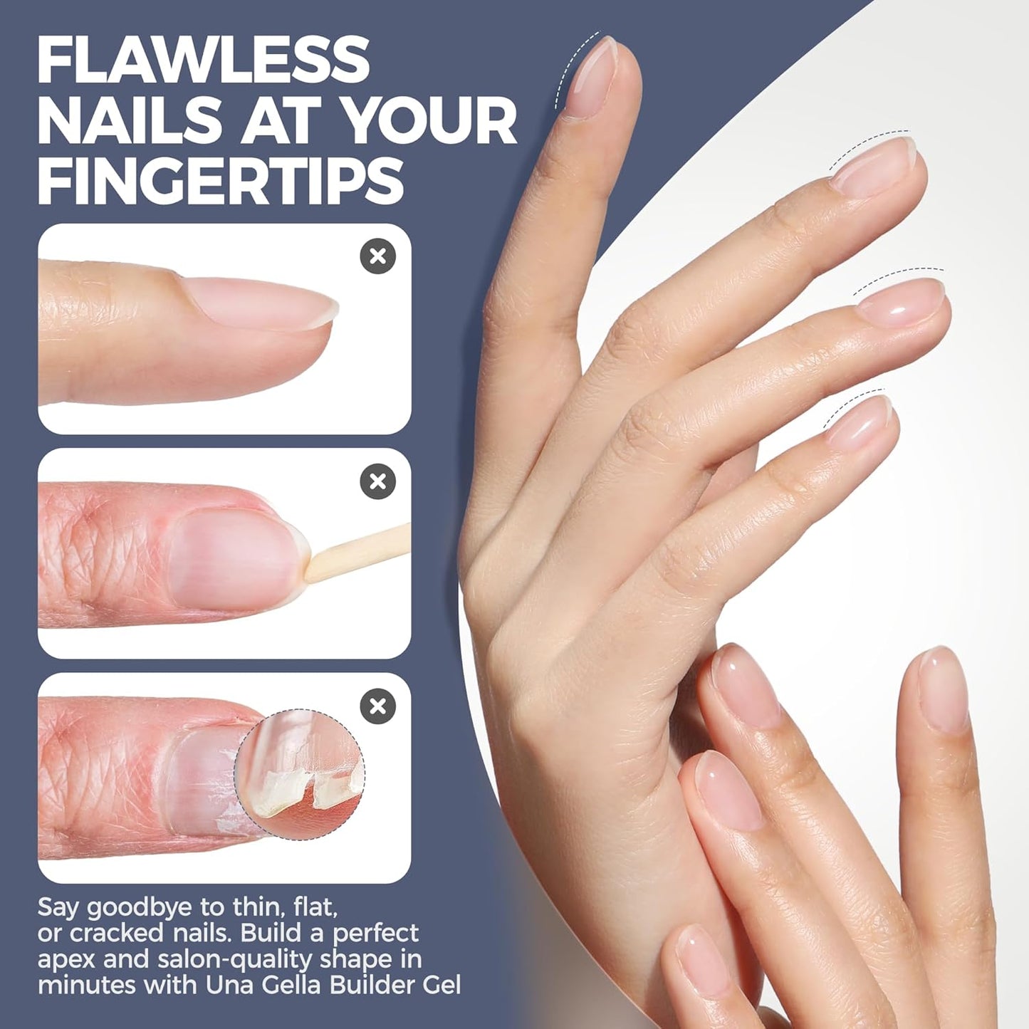 UNA GELLA Builder Gel For Nails, 7 In 1 Clear Hard nail Strengthener Builder Gel For Apex Building/Nail Extension, Led Lamp Needed