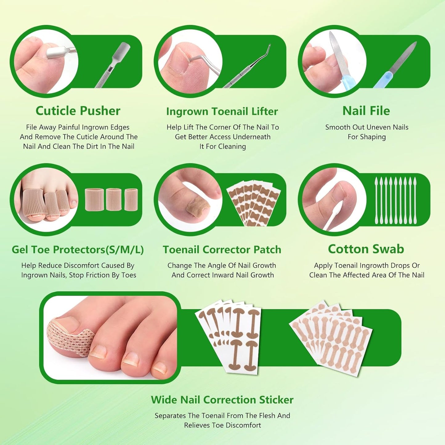 Ingrown Toenail Removal Kit - Professional Ingrown Toenail Treatment Tool Includes Ingrown Toenail Corrector Drops, Corrector Patch, Toenail Clipper, Nail File Lifter Pedicure Tools At Home
