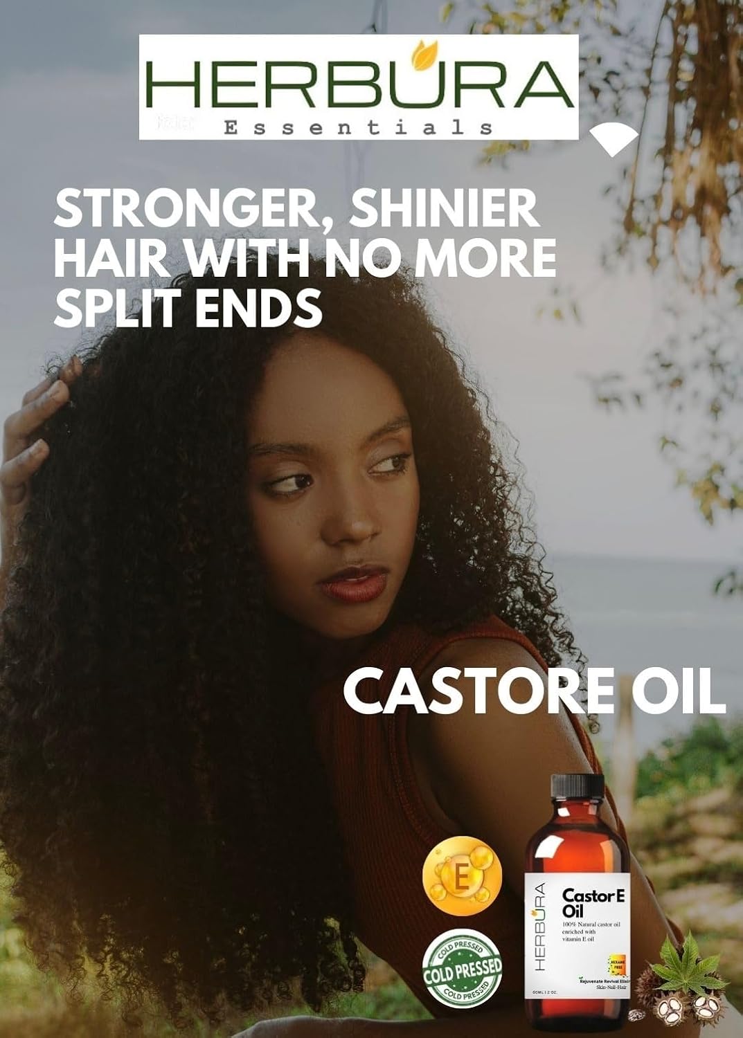 Natural Ricinoleic Acid | 100% Natural Cold Pressed Castor Oil Enriched with Vitamin E Oil for nourishing Hair-Nail-Skin, dropper and brushes included, 3 pieces