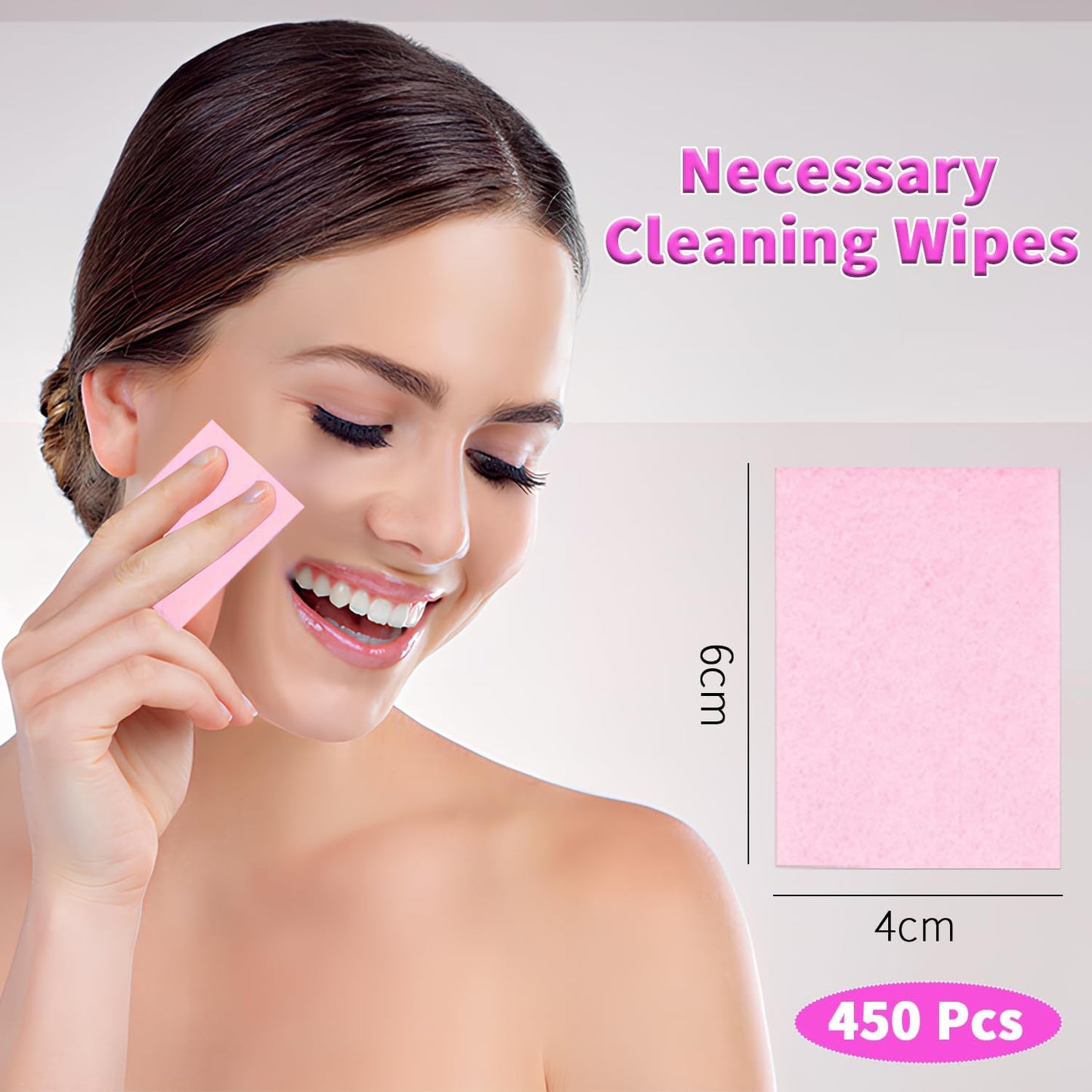 Lint Free Nail Wipes,450 Pcs Nail Cleaning Pads for Nail Art,Nail Polish Remover(Pink)