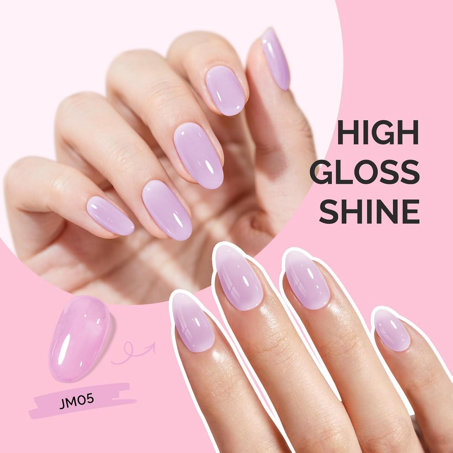 MelodySusie Milky Gel Nail Polish, 0.5Fl Oz Jeweliver Gel Polish Milky White Purple Pastel Color Soak Off UV LED Light Cure Spring Summer Colors Manicure Nail Art DIY at Home JM05