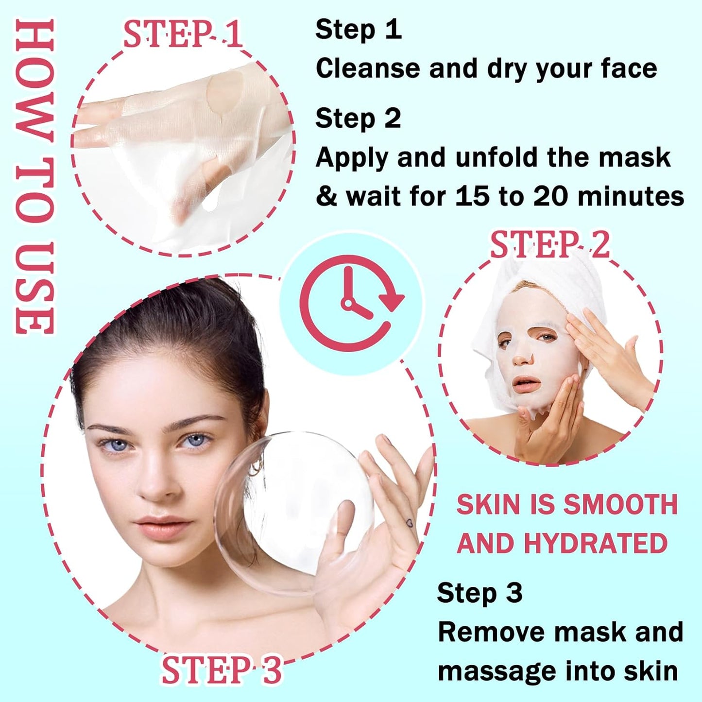3PCS Face Sheet Mask Skin Care,Hydrating Face Sheets Masks Bulk Gift Set,Moisturizing Long-lasting Sheet Face Masks Skincare for Women,Facial Sheet Mask for All Skin Types