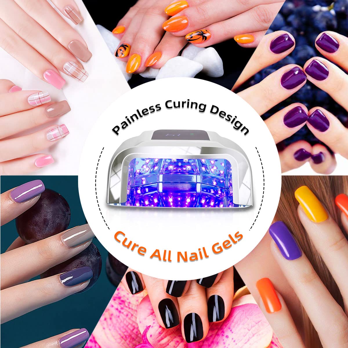 96W Rechargeable UV LED Nail lamp,Cordless Nail Dryer with Removable Stainless Steel Bottom,Professional Curing Lamp for Fingernail and Toenail, Auto Sensor & Quick Dry Nail Machine (White)