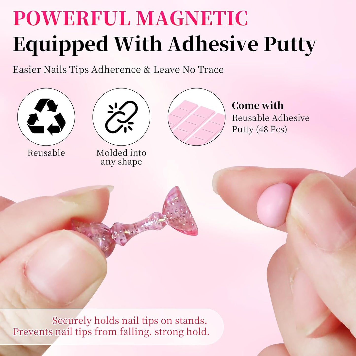 ANGNYA 2 Set Nail Stand, Aurora Nail Holder for Painting Nail Stand for Press on with Reusable Sticky Putty Nail Display Stand Nail Hand Practice Magnetic Nail Art Tools for Homes and Salons