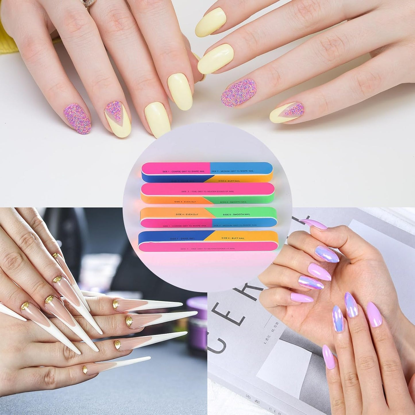 10 Pcs 7 Way Nail Buffer Blocks Nail Files Buffing Block for Shaping & Shining Natural Nails Manicure Tool