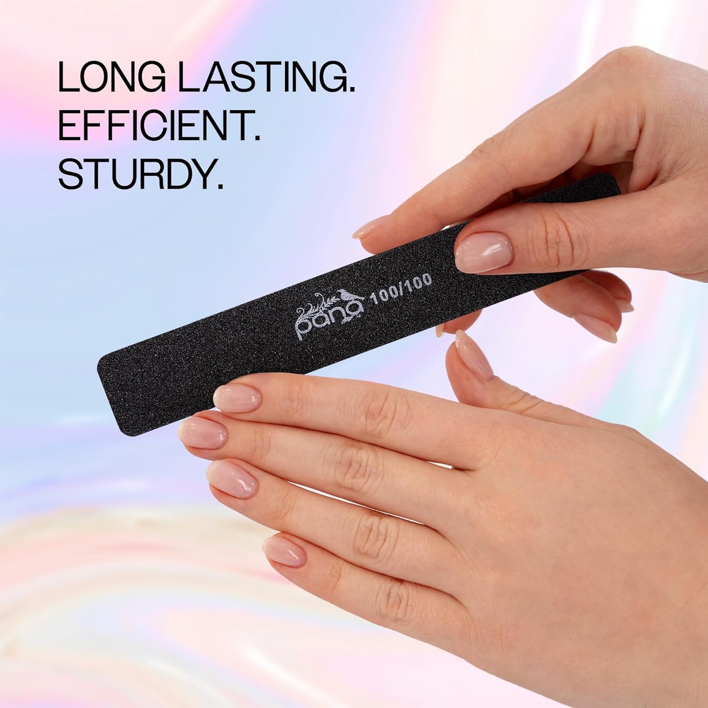 PANA Jumbo Double-Sided Emery Nail File for Manicure, Pedicure, Natural, and Acrylic Nails - Black (Grit 100/100) - 50 Piece Pack