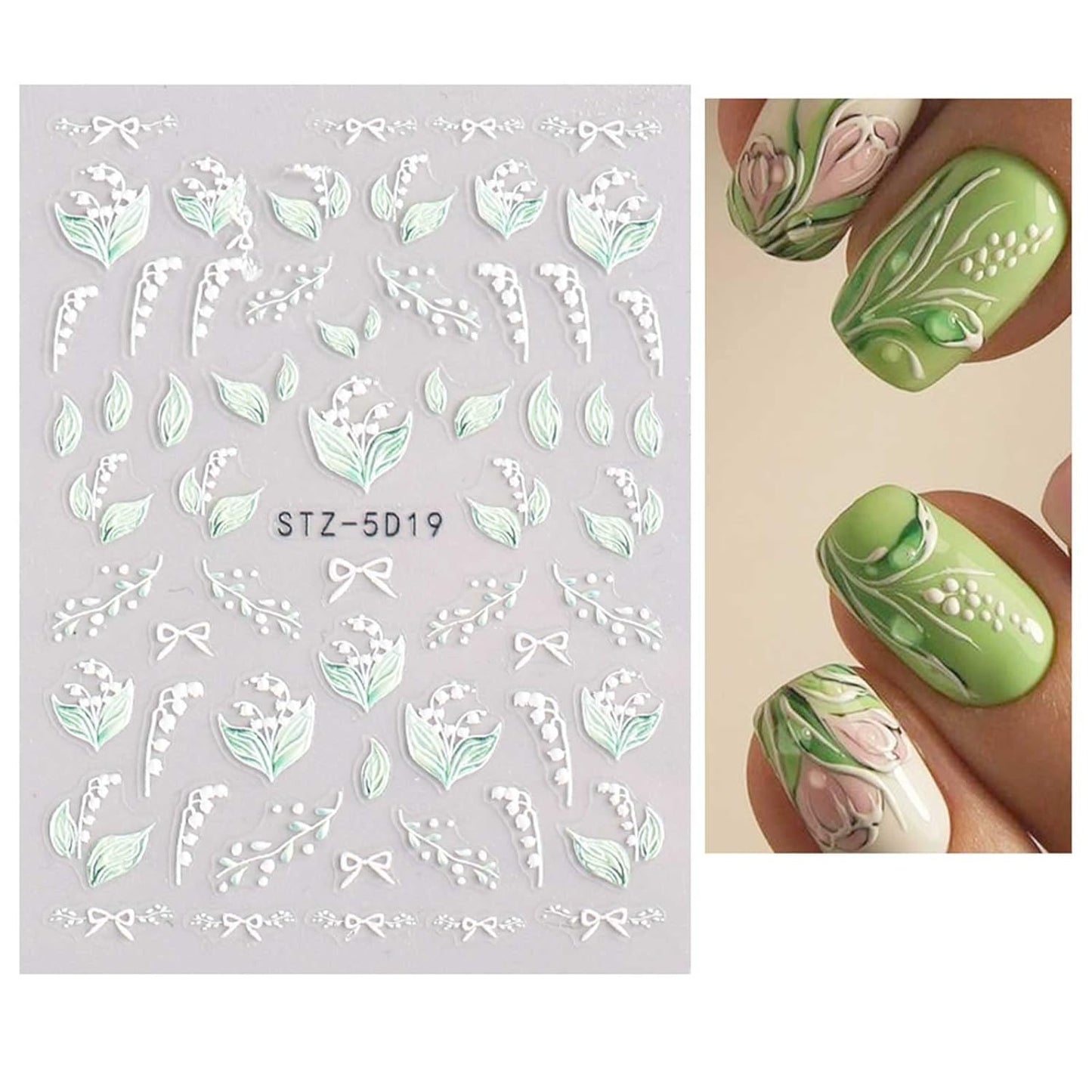 JMEOWIO 3D Embossed Spring Flower Nail Art Stickers Decals Self-Adhesive Pegatinas Uñas 5D Colorful Summer Floral Nail Supplies Nail Art Design Decoration Accessories 4 Sheets