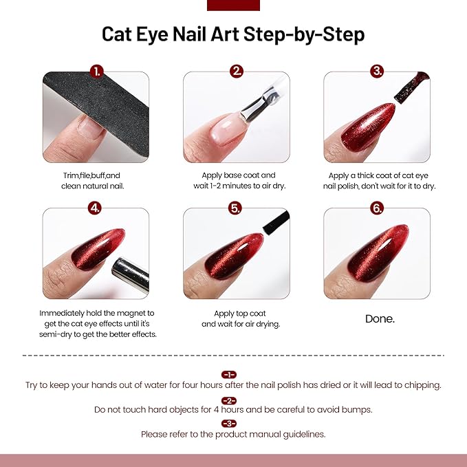 12Pcs Aurora Cat Eye Nail Polish with Base Coat Top Coat and Magnet Stick, Quick Dry Nail Polish for Holiday Gift Giving