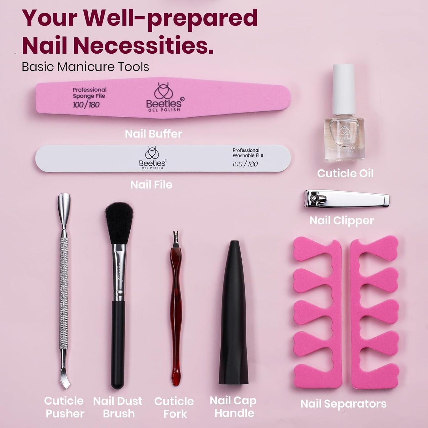 Beetles Gel Nail Polish Kit with UV Light 6 Colors Purple Nude Red Black Gel Polish 25 Pcs Starter Kit Soak off 36W LED Nail Lamp Gel Nail Polish Set Salon DIY Nail Decoration Gifts for Women