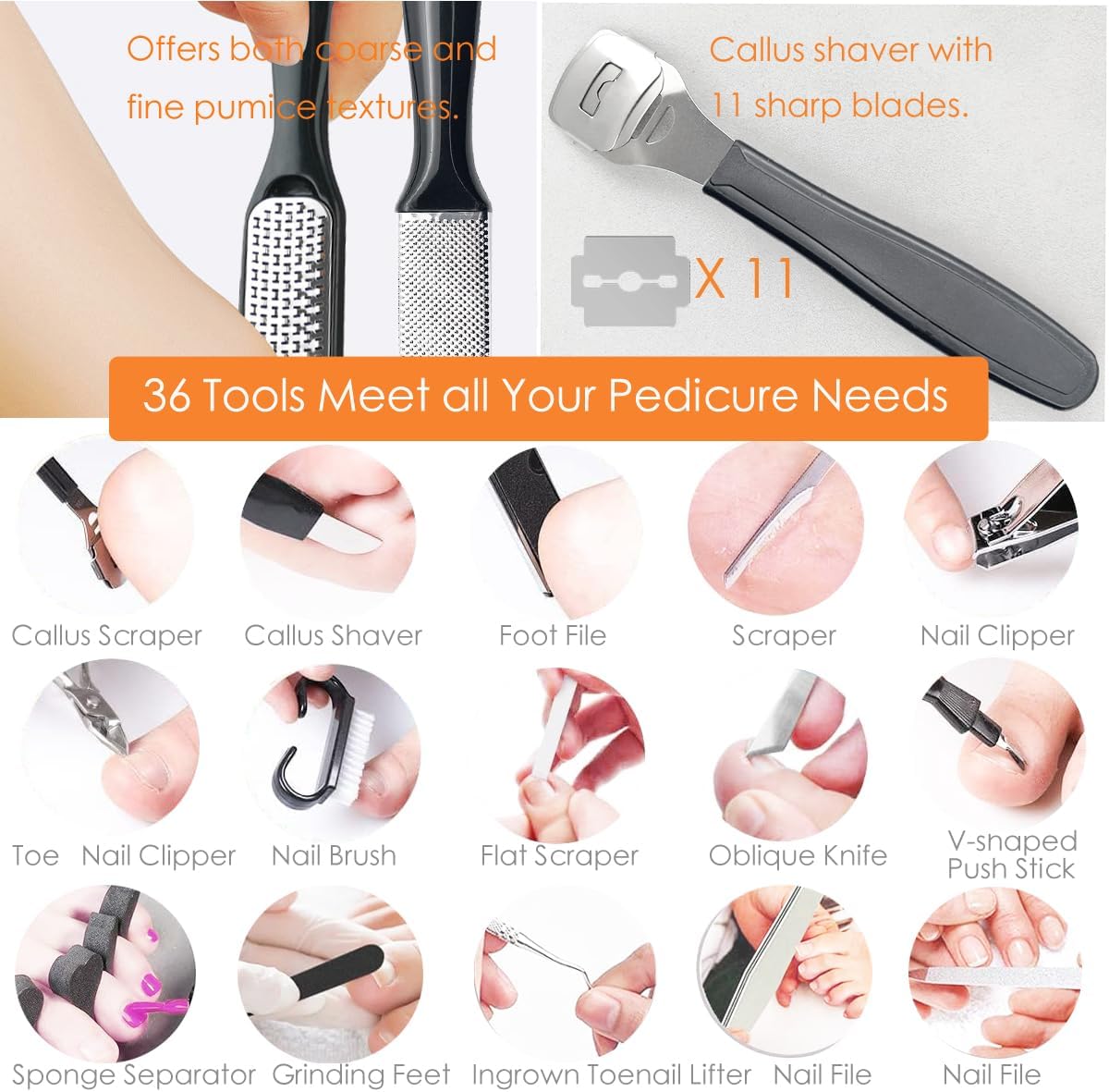 Electric Callus Remover with Dander Vacuum for Feet, Portable 36 in 1 Pedicure Kit Foot File Callus Remover, Waterproof Rechargeable Foot File for Foot Care with 3 Heads&LCD Display