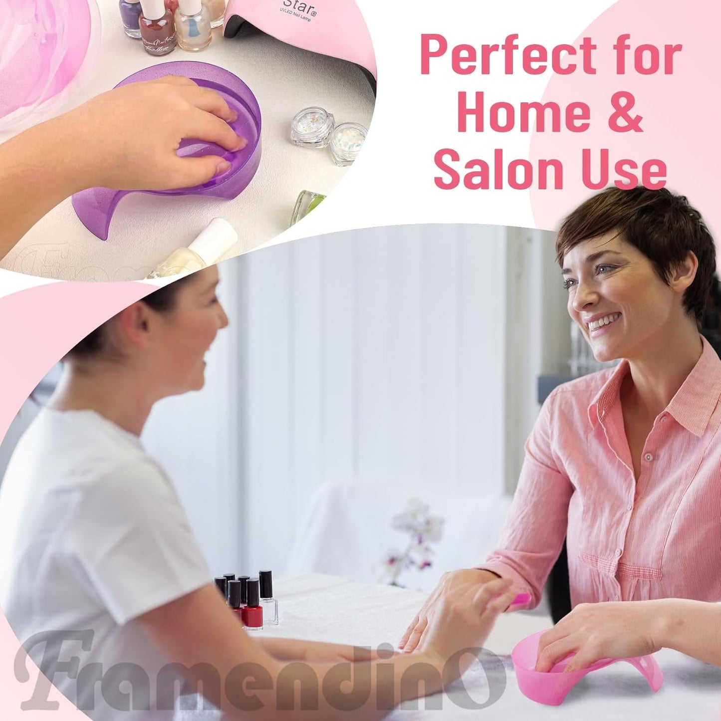 Framendino, 4 Pack Hand Cuticl Nail Soaking Bowl Manicure Dip Bowls for Polish Care Colors